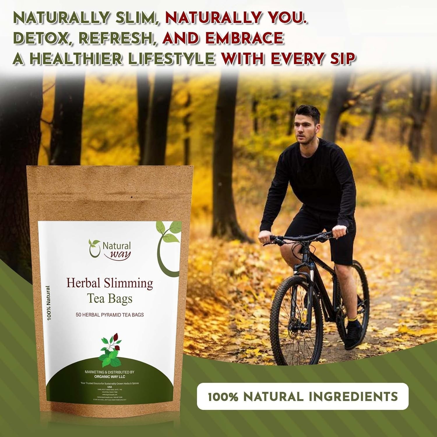 Pyramid Herbal Slimming Tea Bags | ECO Conscious Packaging | 4.5 Oz (Pack of 50)