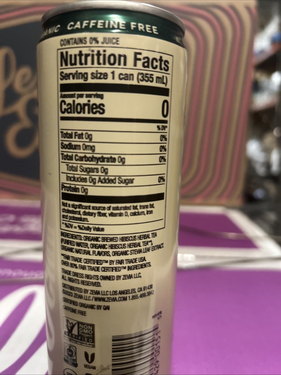 Zevia Organic Sweetened Caffeine Free Hibiscus Tea Passionfruit 12 Fl Oz