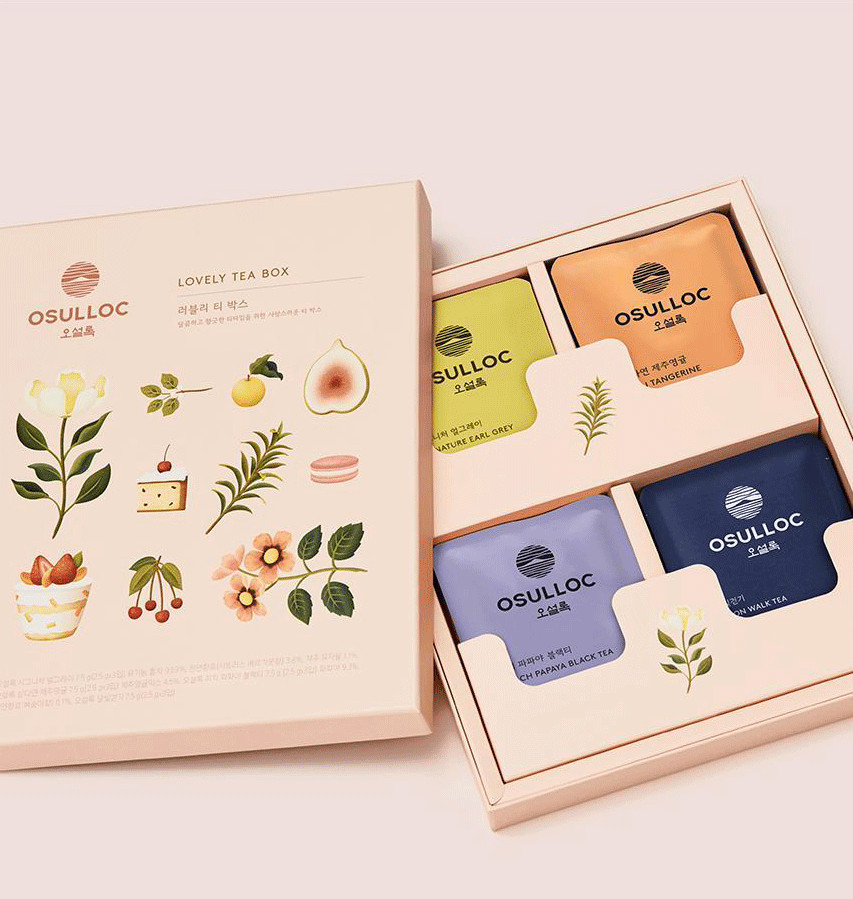 Osulloc Lovely Tea Box (12 Ct) – Korean Pyramid Tea Bags, 4 Flavor Variety Set