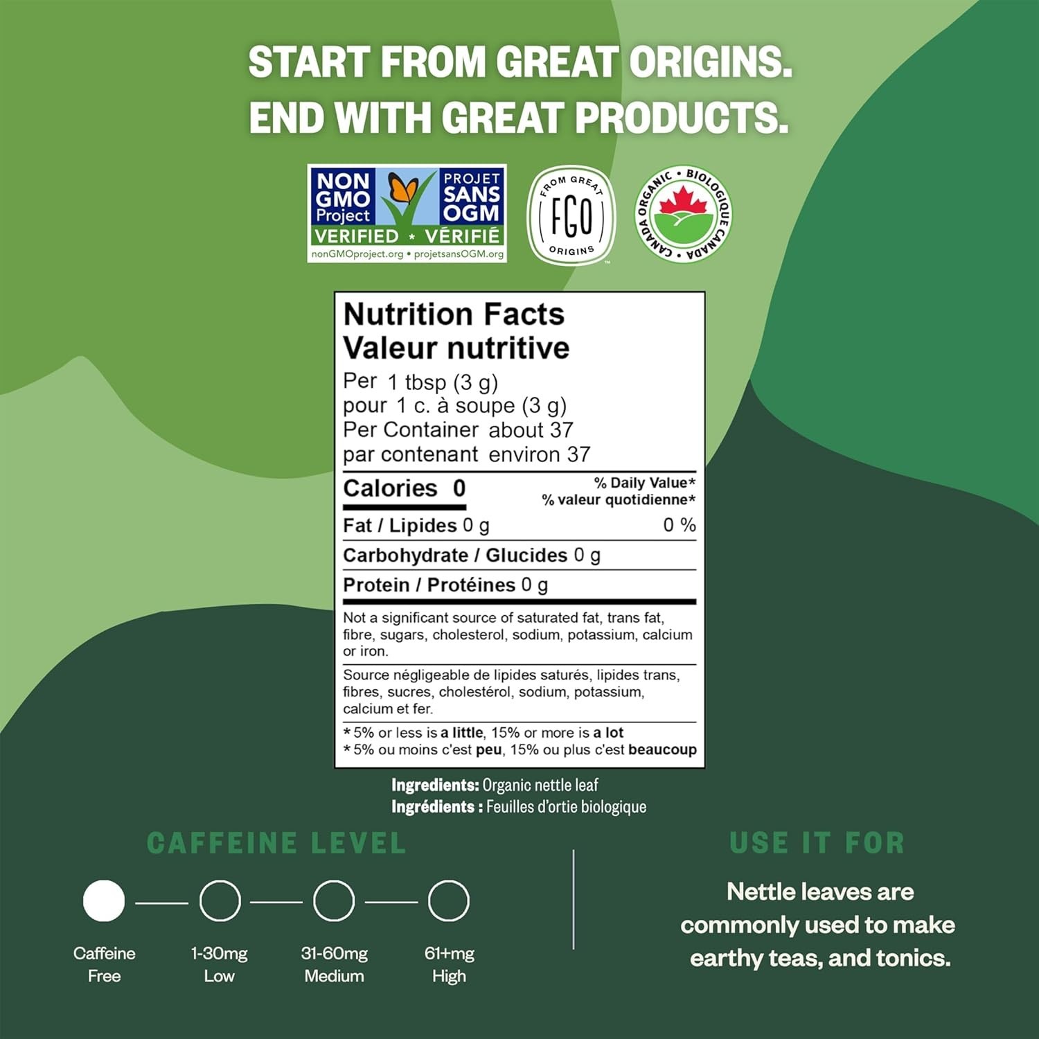 Caffeine-Free Organic Nettle Leaf Tea, 4oz Resealable Bag – Immune Support