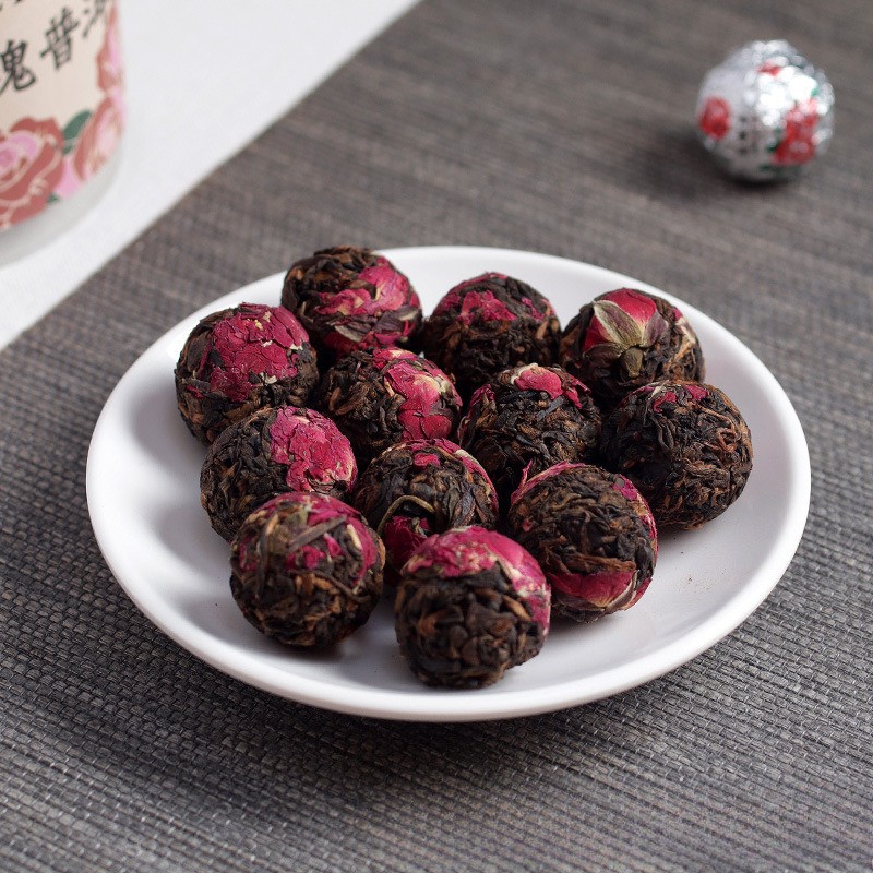 120g Authentic Yunnan Rose Pu’er Tea Flower Honey Fragrance Canned Long Zhu