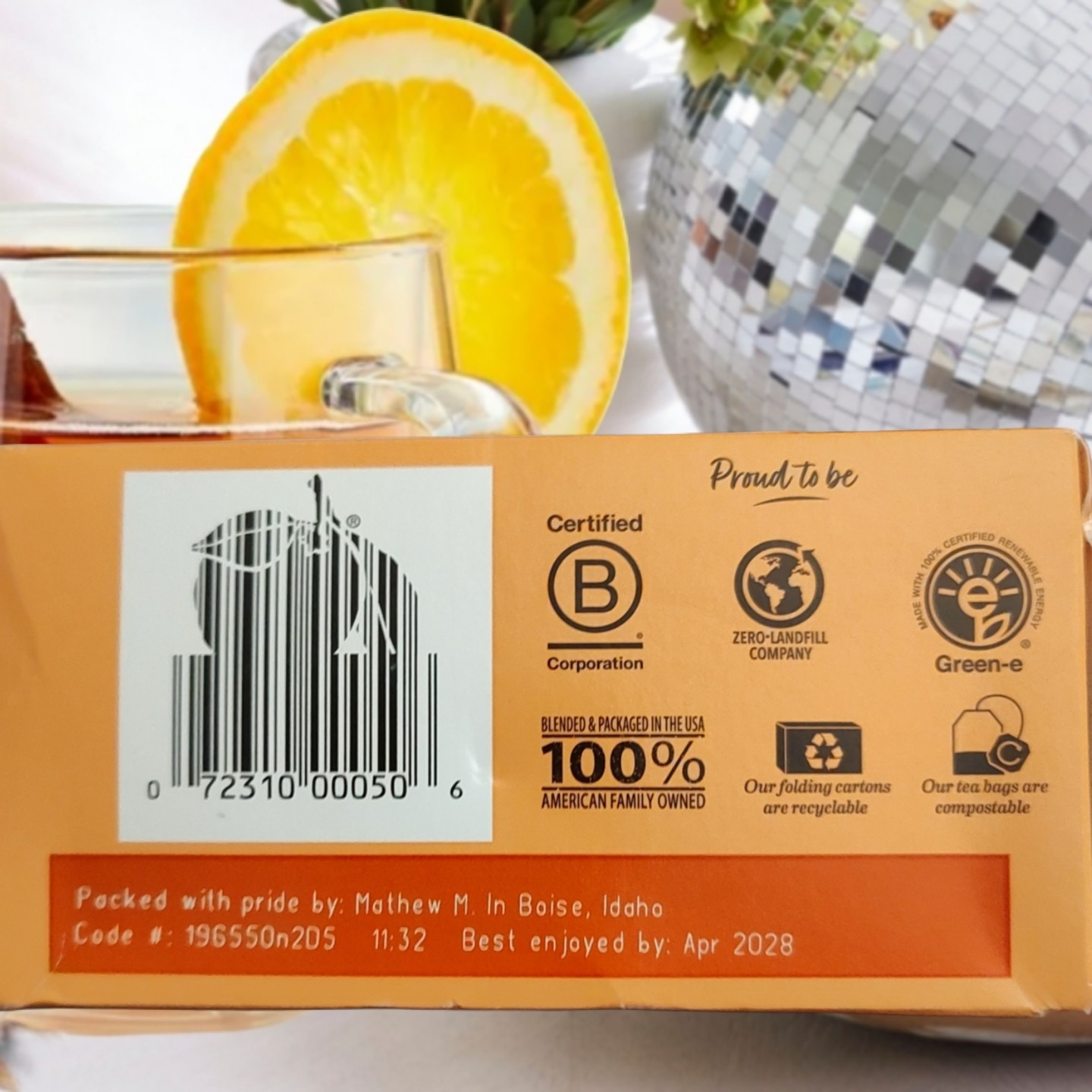 Bigelow Orange & Spice Herbal Tea Caffeine-Free Citrus Zest 20 Ct Kosher Non GMO