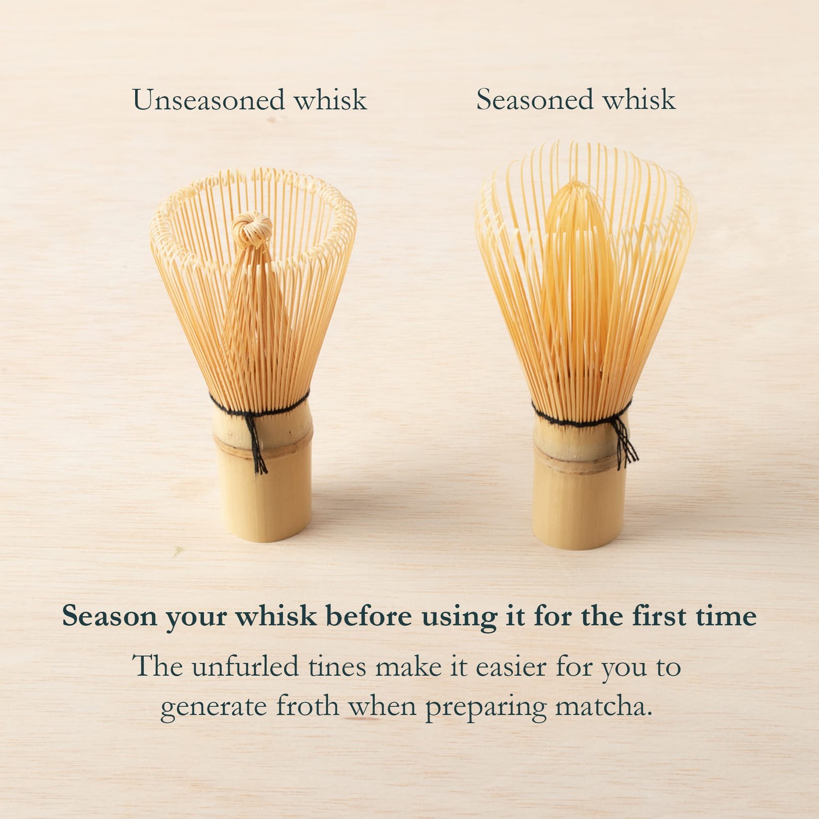 Bamboo Matcha Whisk, Chasen Tea Stirring Tool, Traditional Kit, Beige