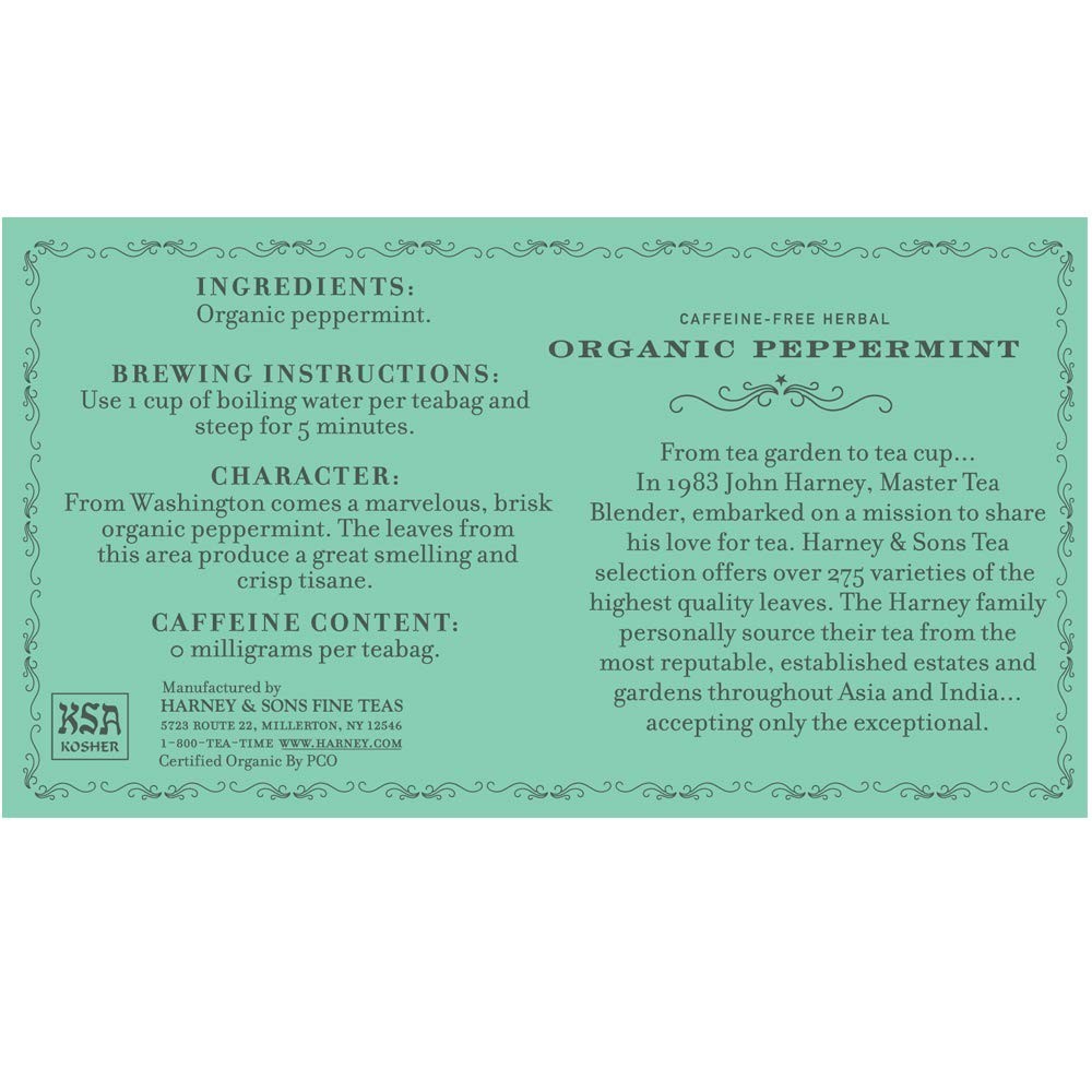 Organic Peppermint Tea 1.76oz/50g 50 Tea Bags