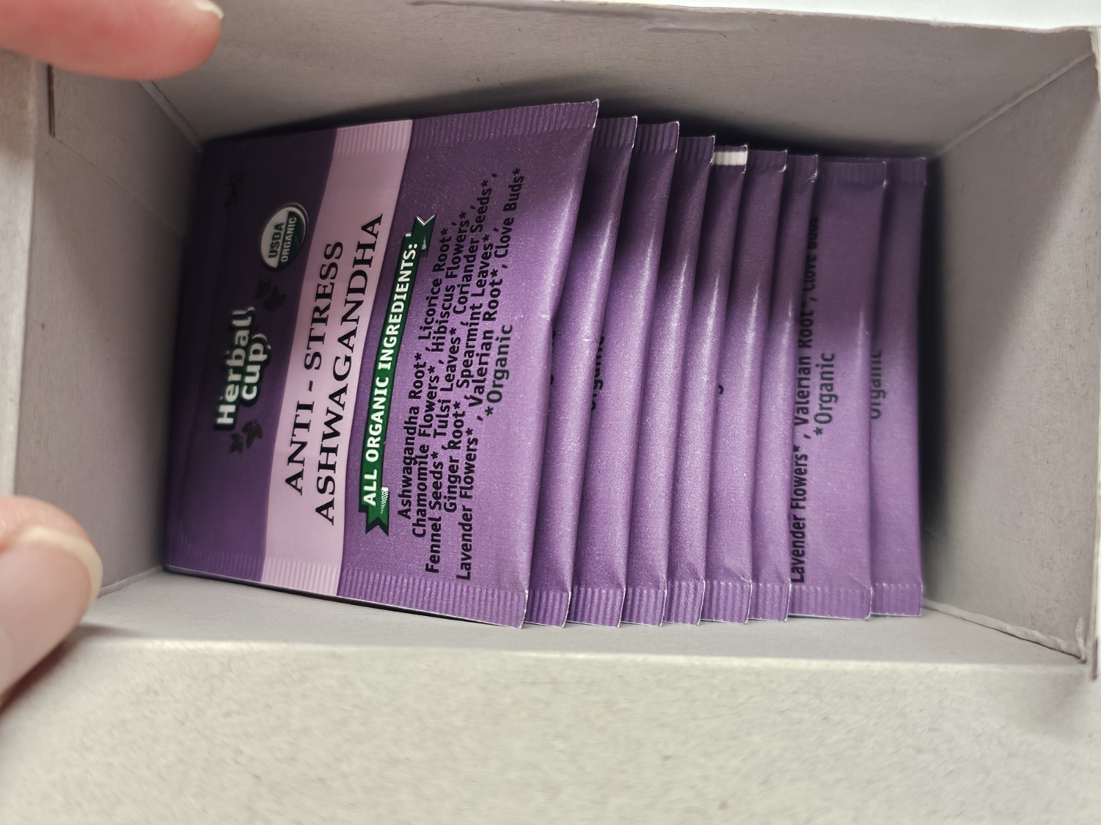 96 Bags Total 6 Boxes X 16 Pack Ayurveda Herbal Cup Anti Stress Ashwagandha Tea