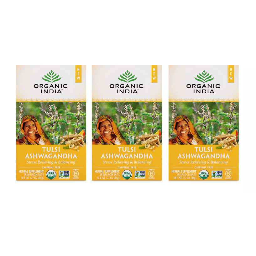 Organic India Tulsi Ashwagandha Tea 18 count (pack of 3)