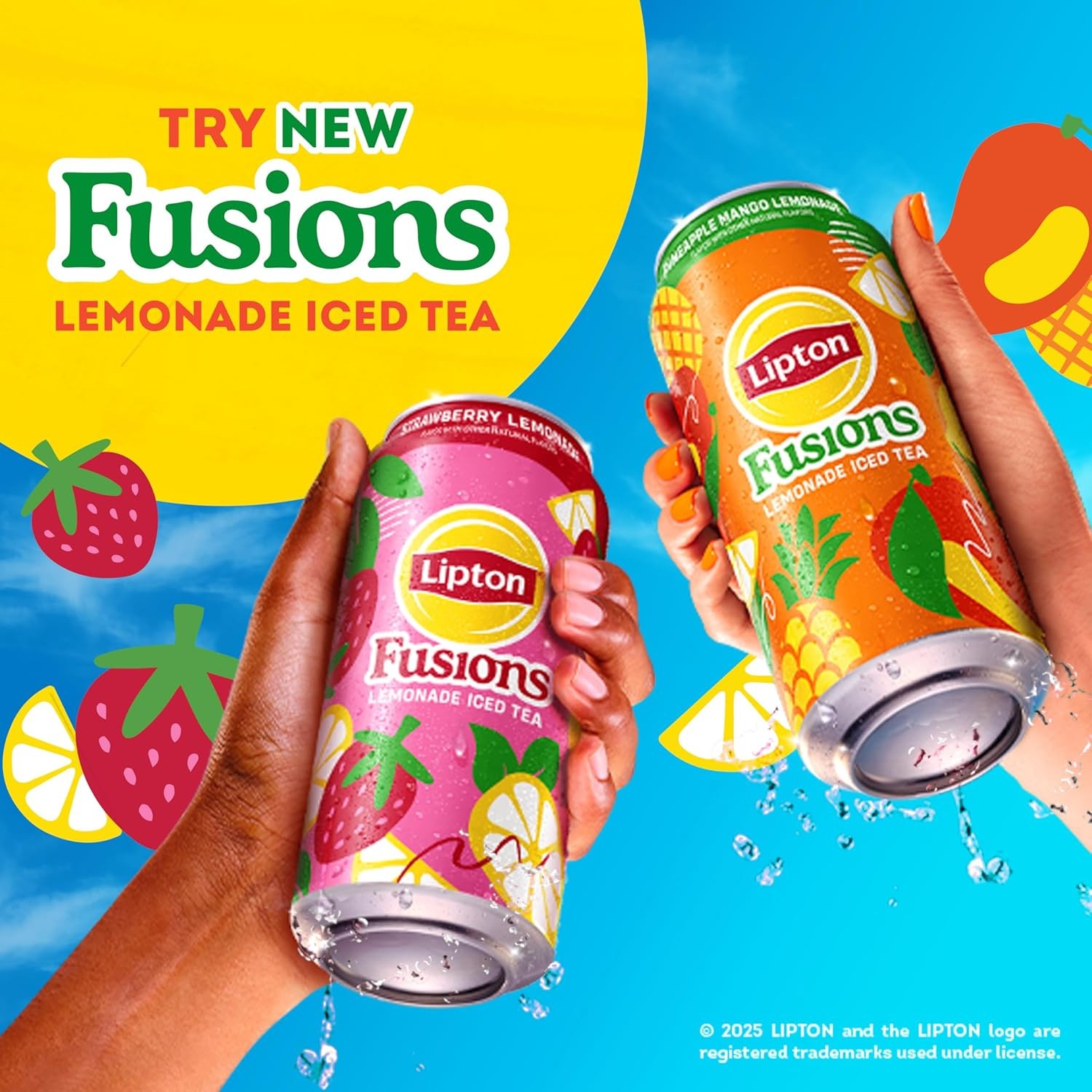 Lipton Fusions, Pineapple Mango Lemonade Iced Tea, 16 Fl Oz Cans, 12-Pack