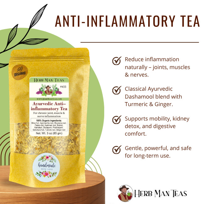 ANTI-INFLAMMATORY TEA- Proven Ayurvedic for chronic joint, muscle or nerve pain