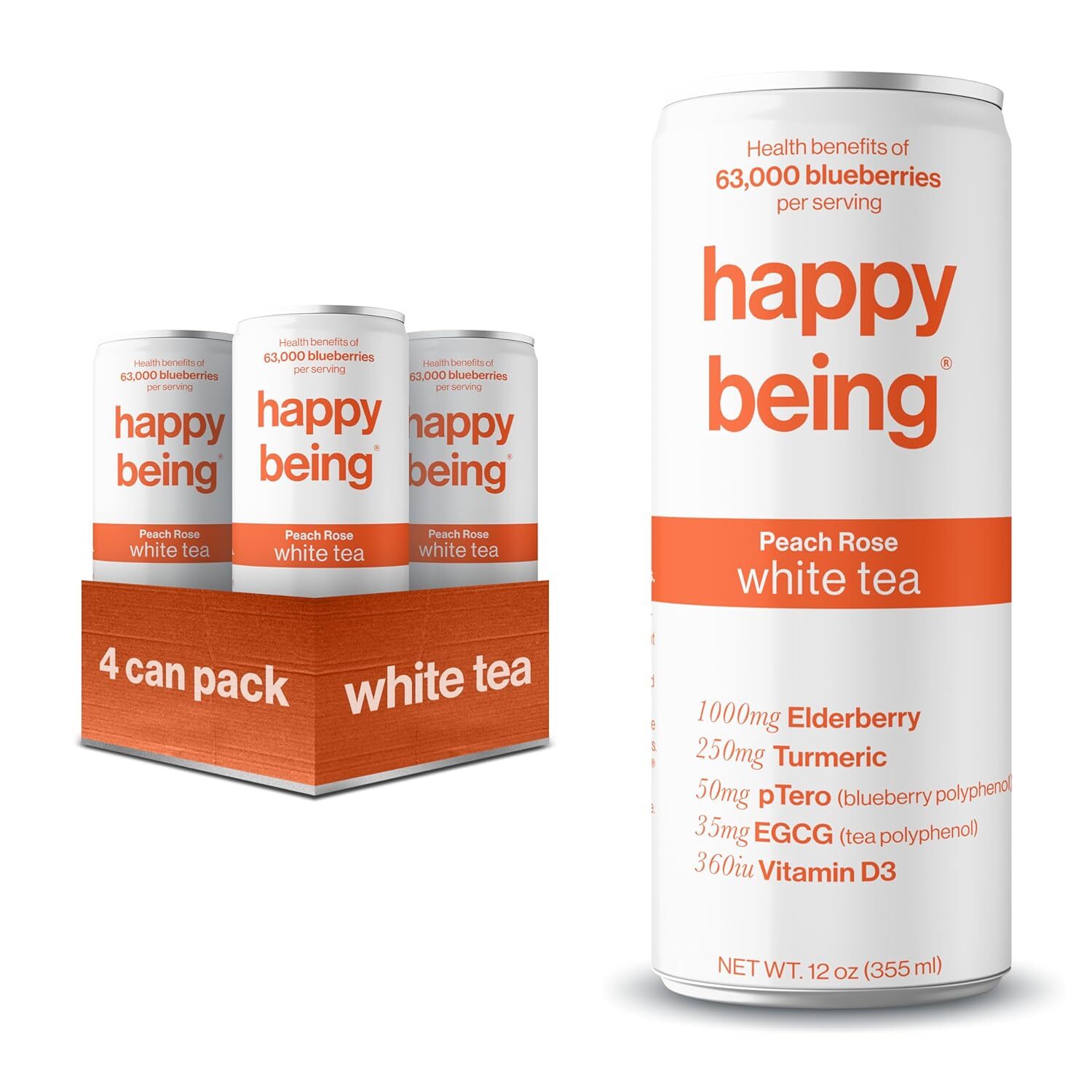 Nutrient-Rich Organic Peach Rose White Tea,Low calorie & low Sugar Drinks,4 Pack