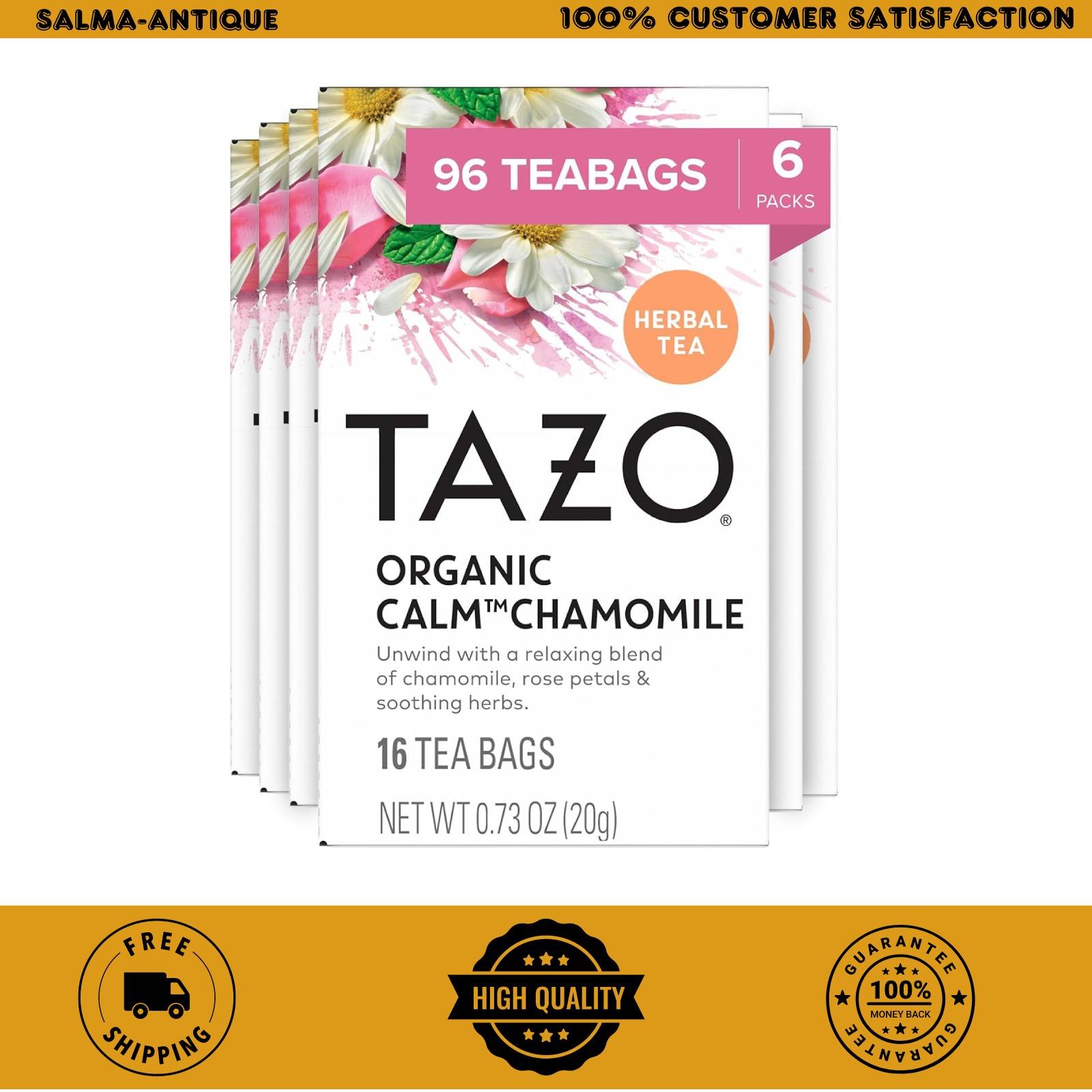 TAZO Calm Chamomile Tea 16 Bags – Organic Caffeine‑Free Herbal