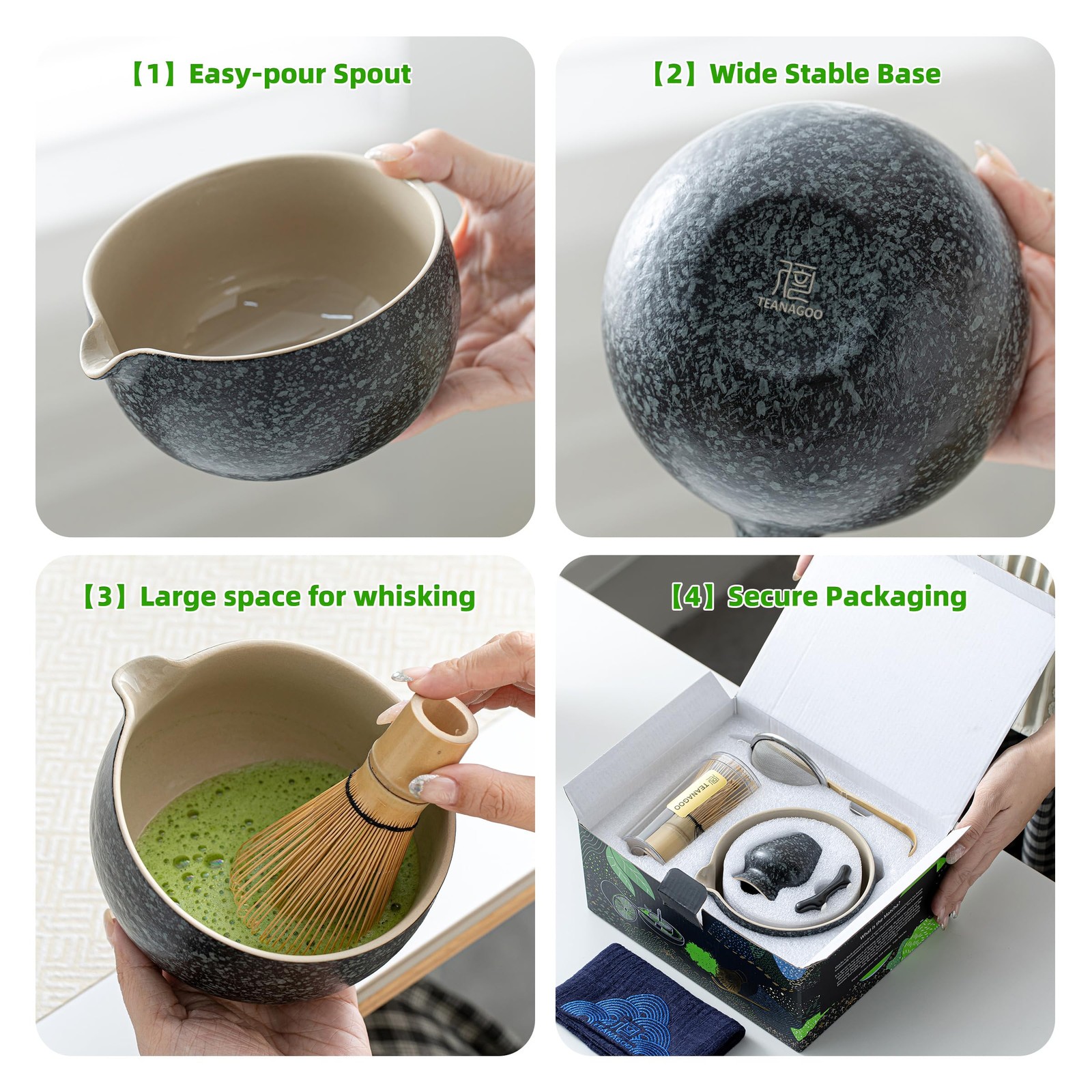 TEANAGOO Matcha Whisk Set Black,7 Pcs Matcha Set,Matcha Kit for Ceremony,Trad…