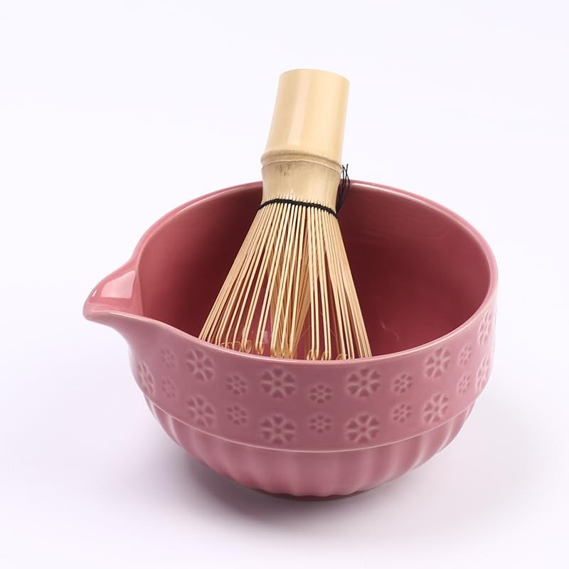 Matcha Whisk Set Pink, Ceramic Matcha Set Includes Matcha Bowl, Bamboo Whisk,…