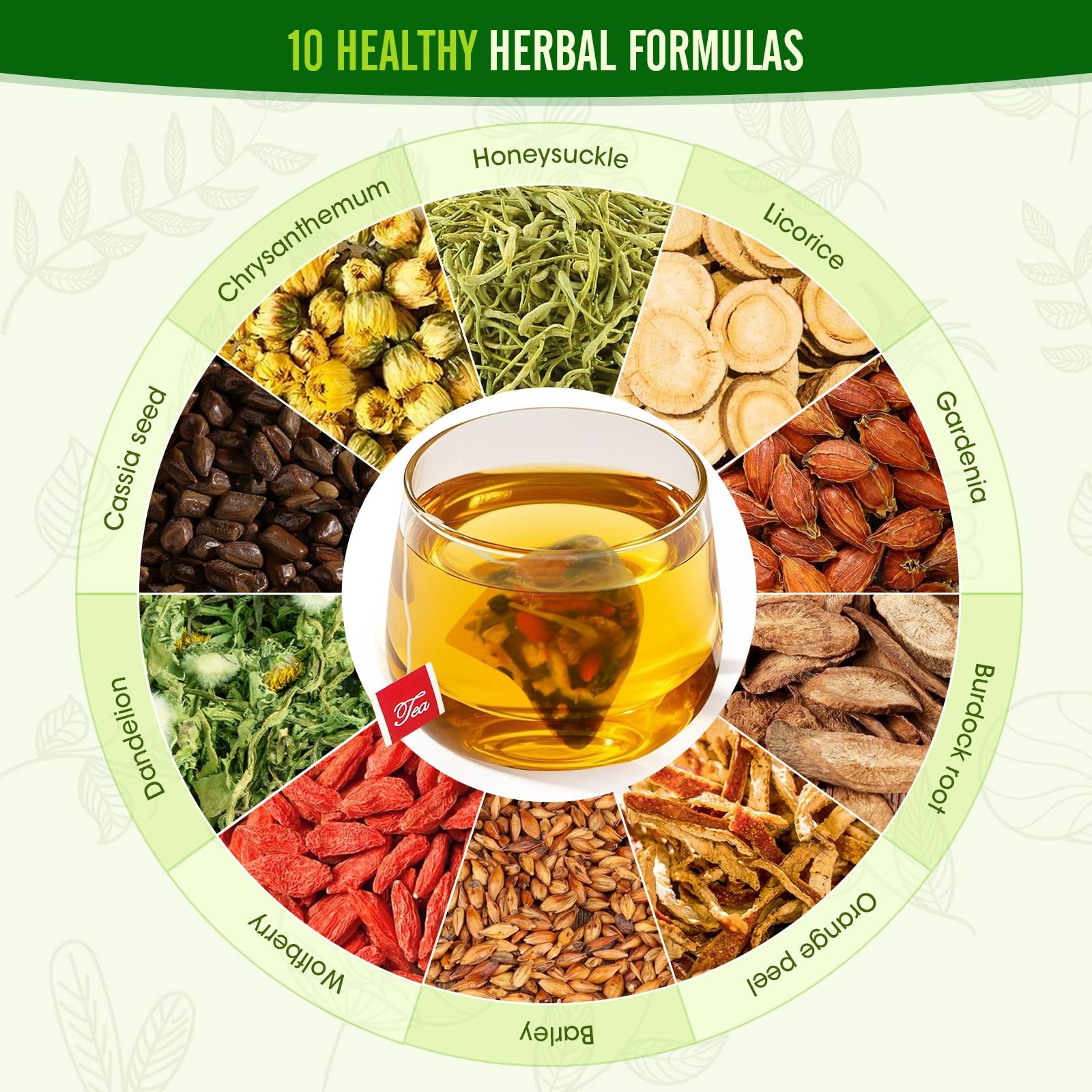 30Pcs Dandelion Wolfberry Tea-10 Herbal Ingredients Blend, 5g/Bag,Kidney Live…