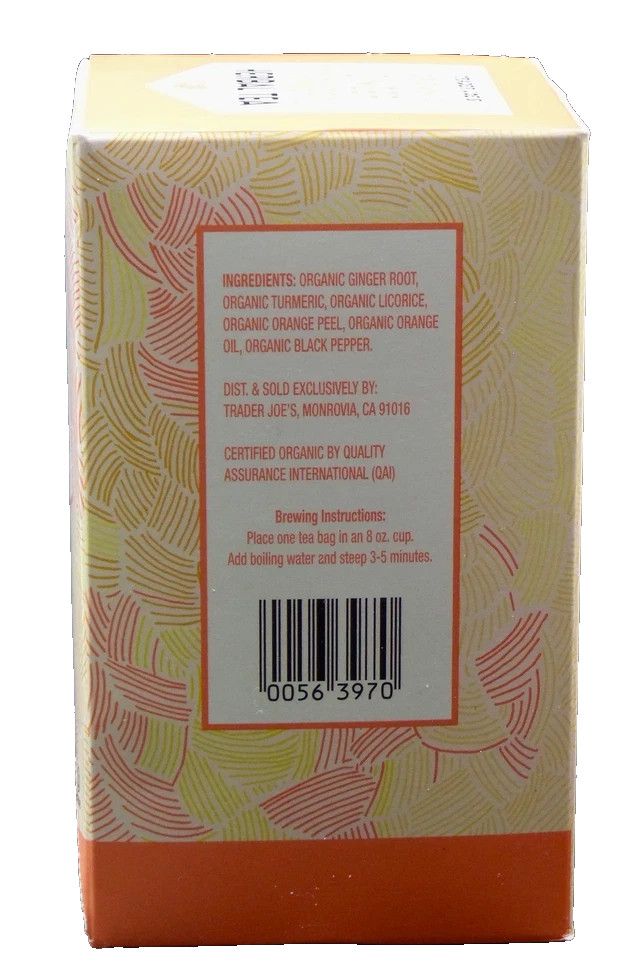 Trader Joe’s ORGANIC GINGER TURMERIC HERBAL TEA Tumeric Caffeine Free – 2 BOXES