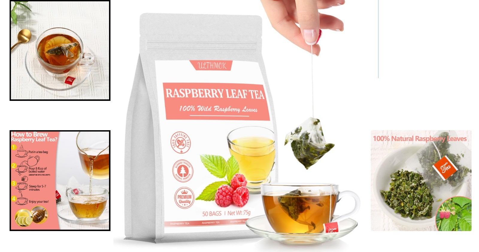 100% Natural Red Raspberry Leaf Tea Bags – Supports Pregnancy & Menstrual Health