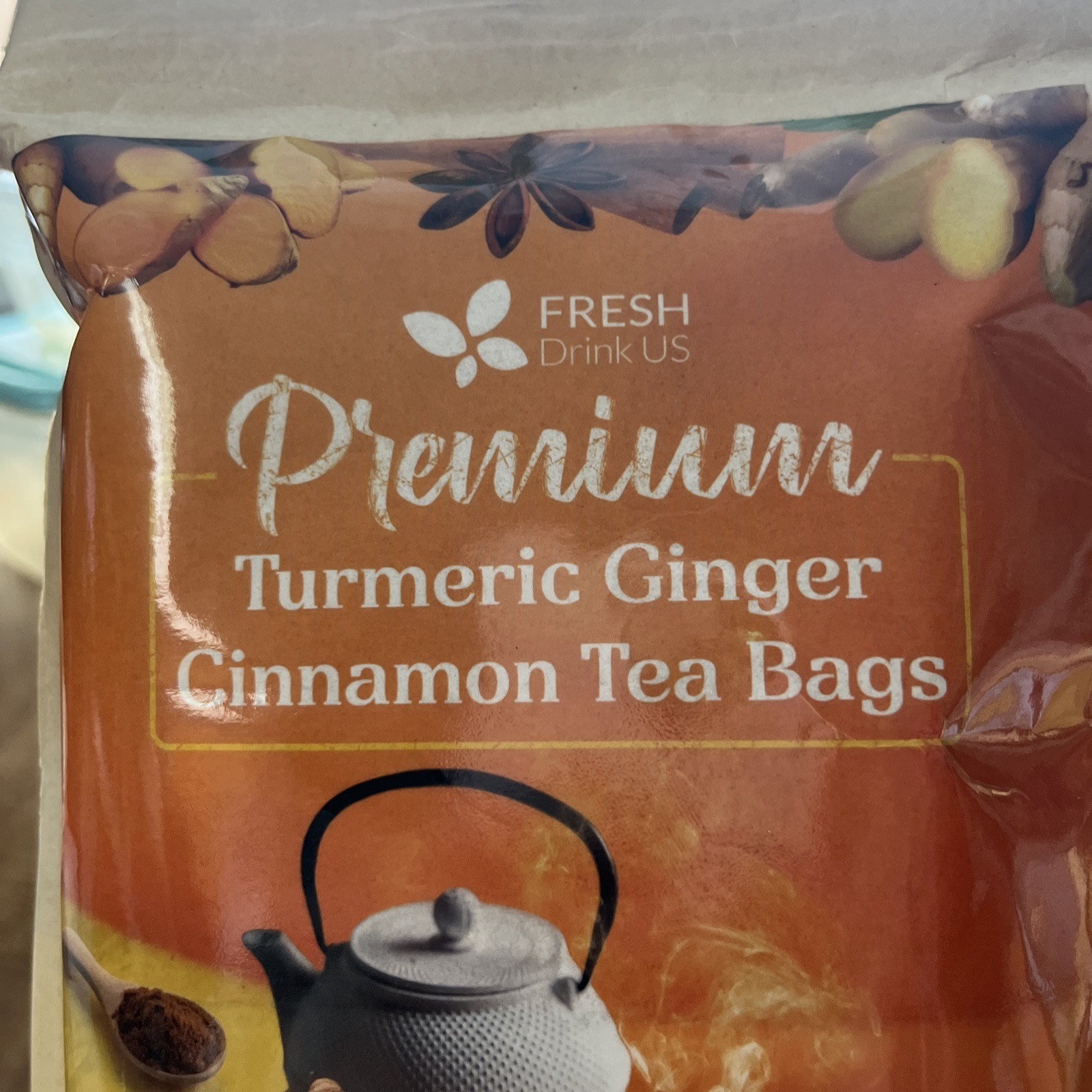 Premium 200 Turmeric Ginger Cinnamon Natural Tea Bags Pure No Additive Added
