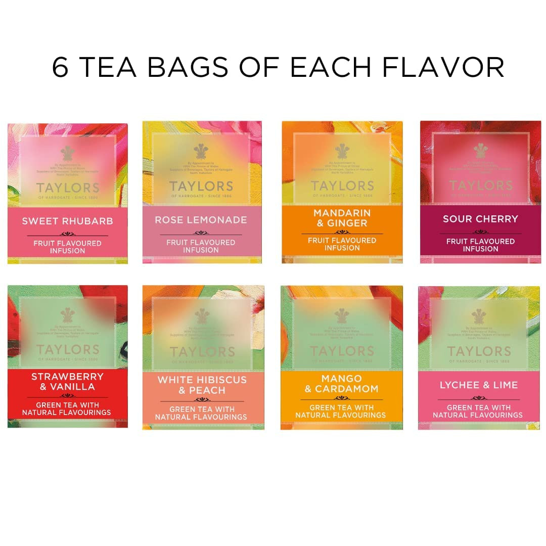 Assorted Green & Herbal Teas Sampler, Variety Pack Gift Box, Individually Wrappe