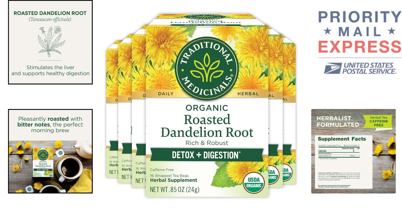 Pleasantly Roasted Organic Dandelion Root Tea – 96 Bags for Healthy Living