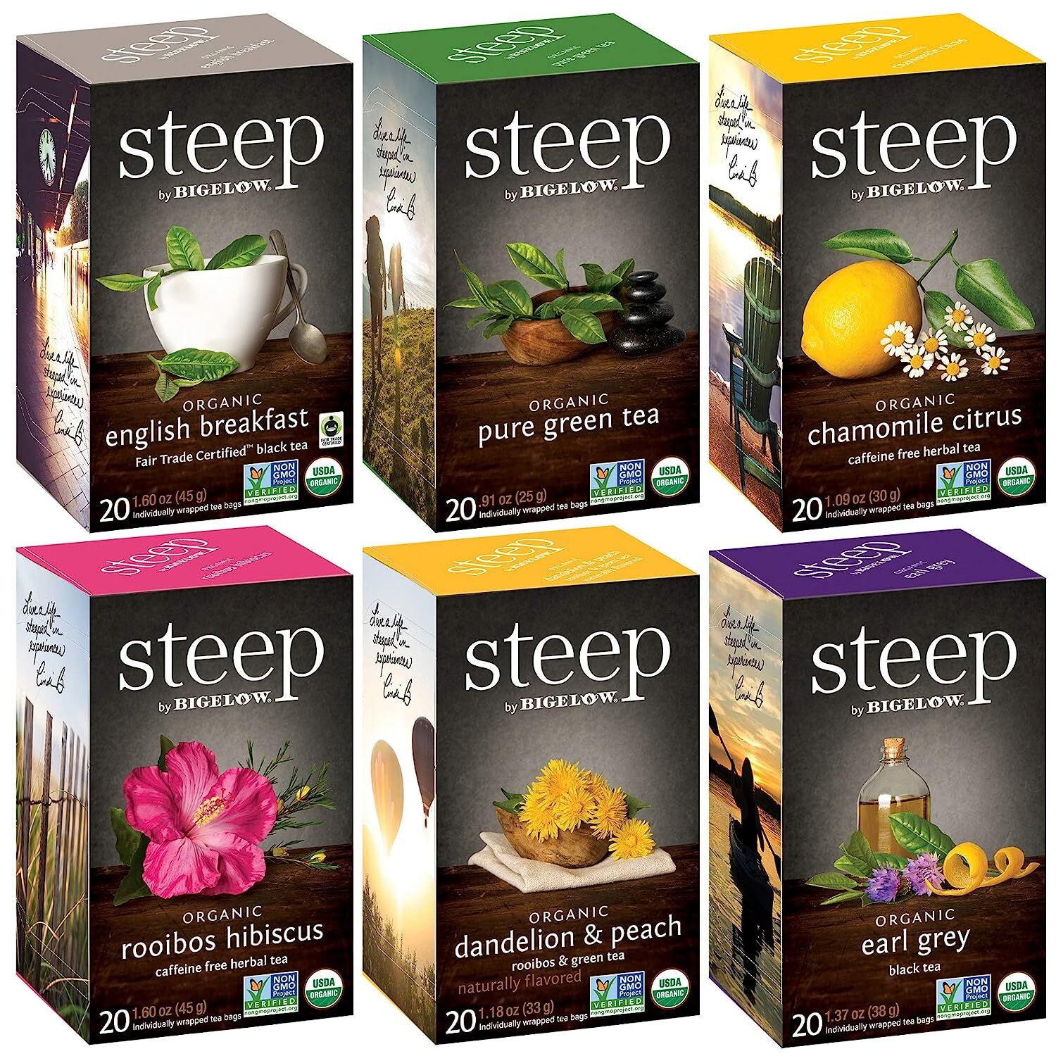 Steep By Bigelow Organic Tea Bags – 20/Box (select flavor below)