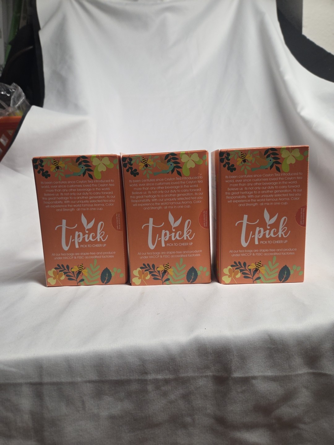 New Lot Of 3 t-pick Black Tea Peach Ceylon Tea Bags 60 Bags Total Exp:10/05/2028