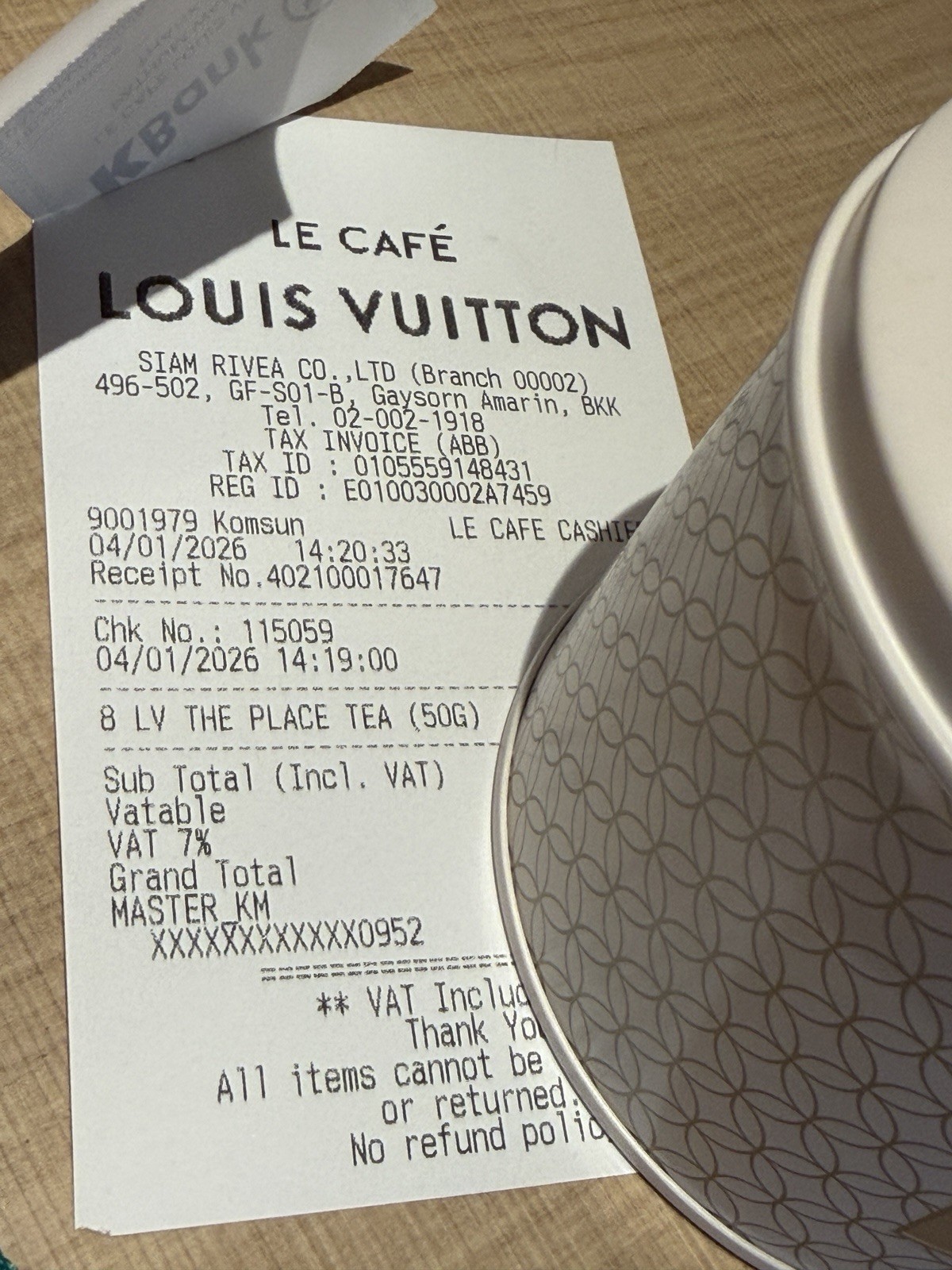 Louis Vuitton Le Cafe Bangkok LV The Place Tea Brand New Fresh. Collectible