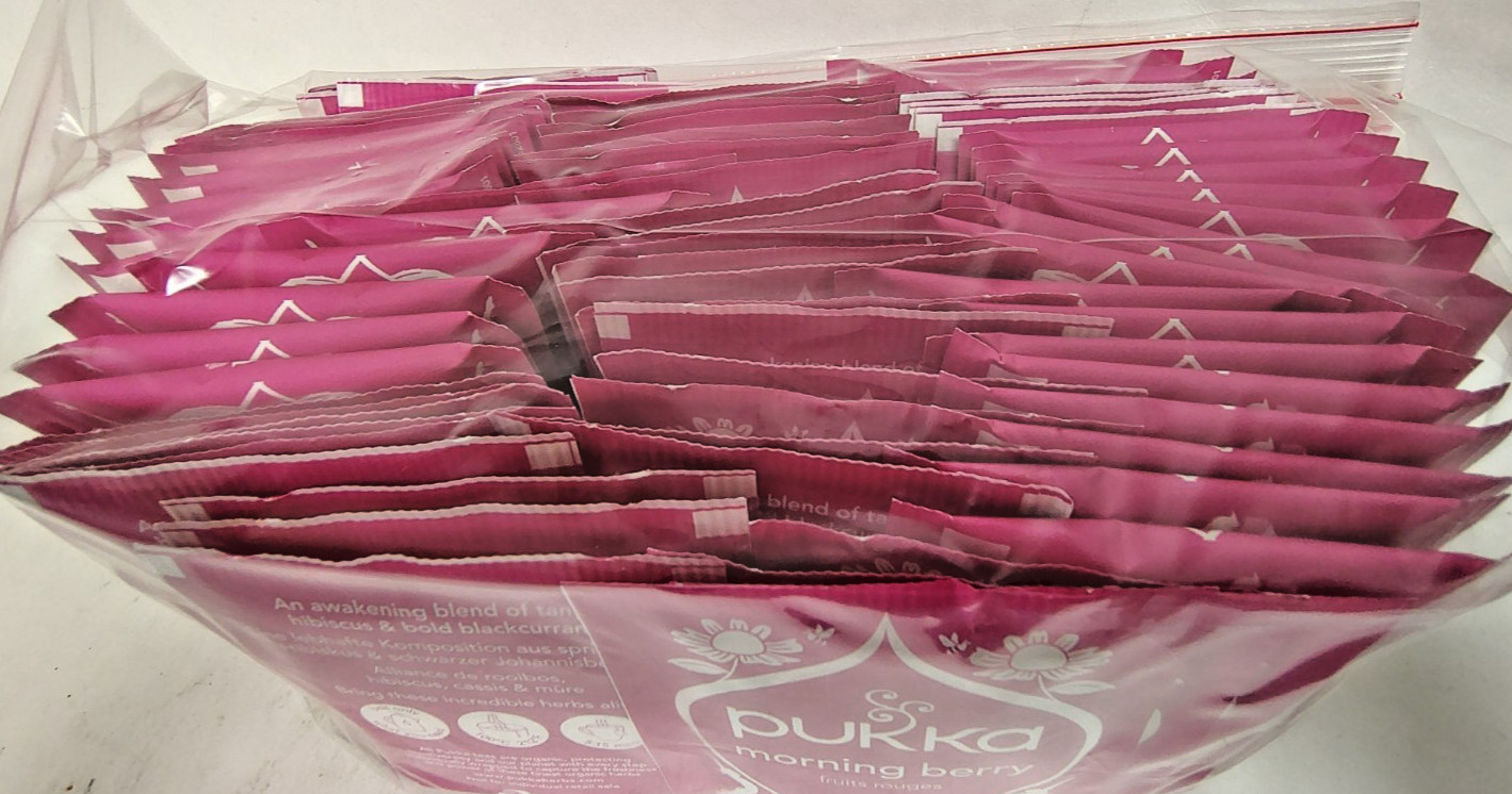 PUKKA Morning Berrty Tea, Organic, Caffeine Free, BB 3/28, Lot of 70 Bags