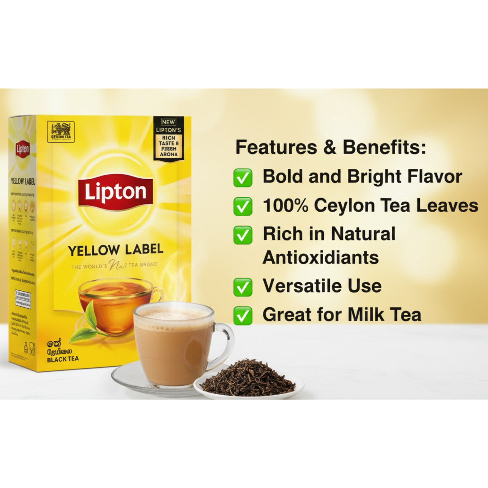 Lipton Yellow Label Black Tea-180g-Rich Taste & Fresh Aroma Ceylon tea