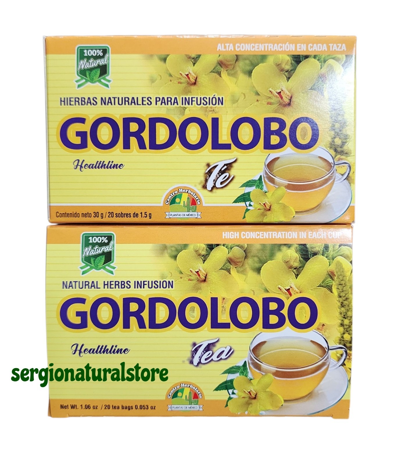 2 Packs Te de Gordolobo 40 Tea Bags Mullein Tea Natural Mullein Flower Gordolobo