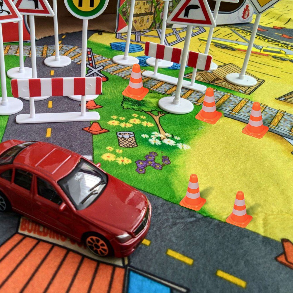 7Pcs Cone Shaped Simulation Traffic Sign for Early Transportation Education