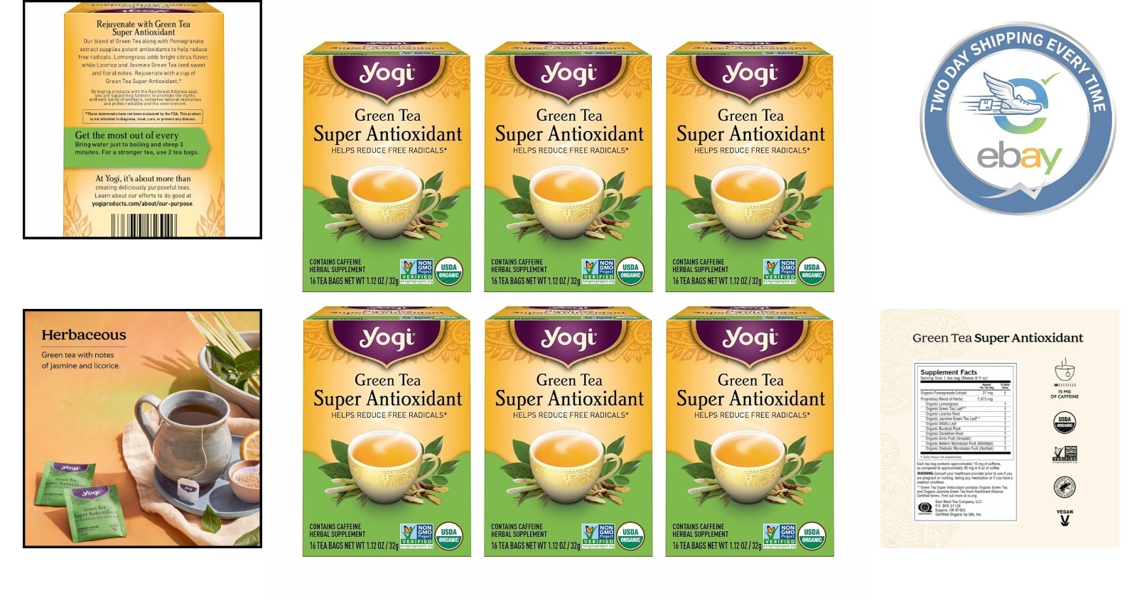 Yogi Organic Green Tea – Antioxidant Blend with Citrus & Floral Notes – 96 Bags