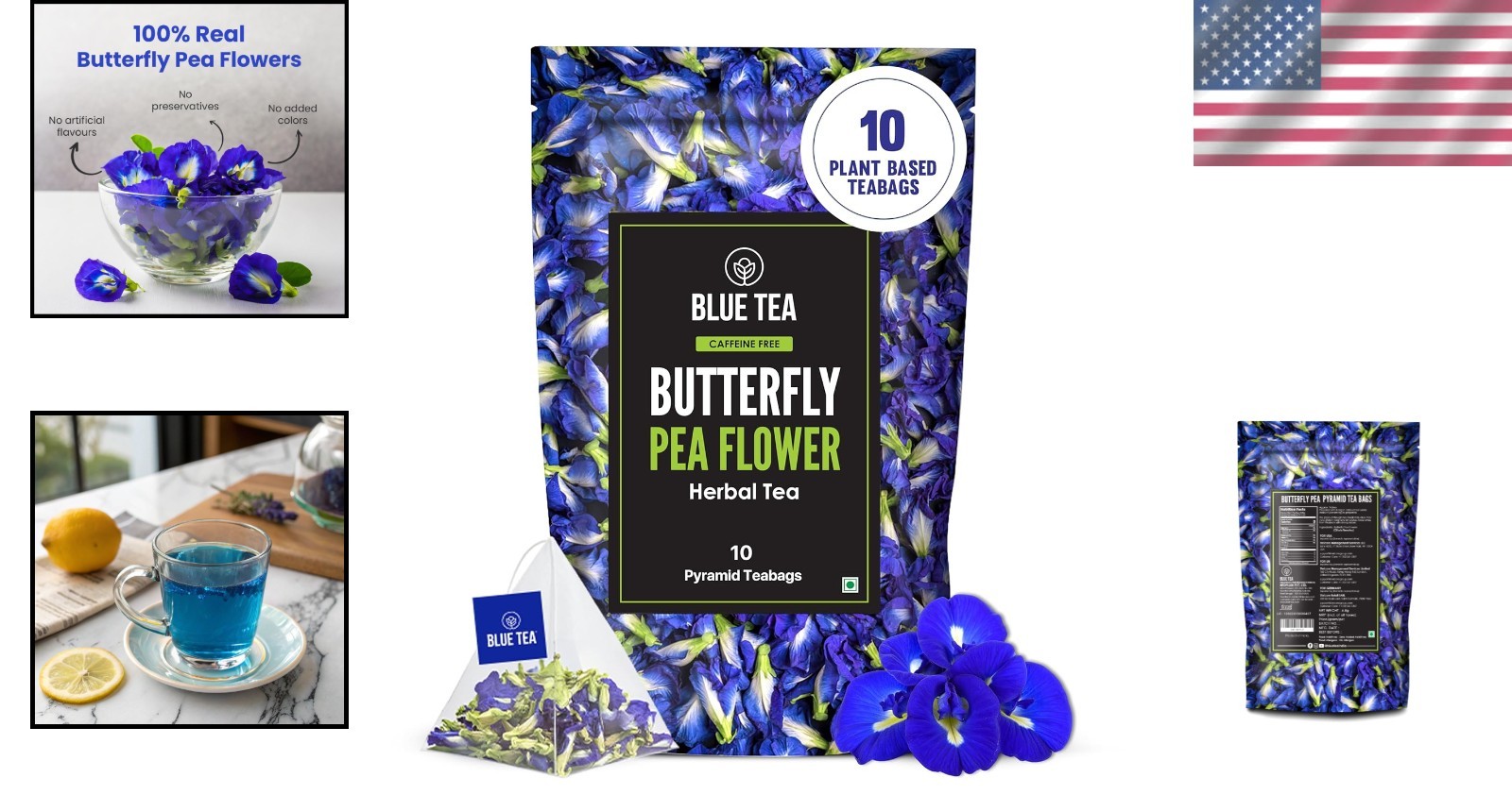 Natural Butterfly Pea Flower Herbal Tea – 10 Count for Relaxation & Wellness