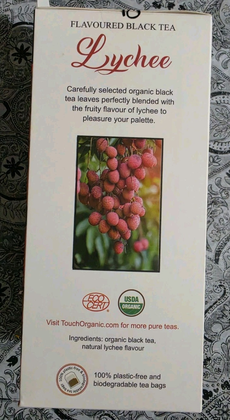 Touch Organic LYCHEE BLACK TEA Bags, 40 Bags, 2.5 oz
