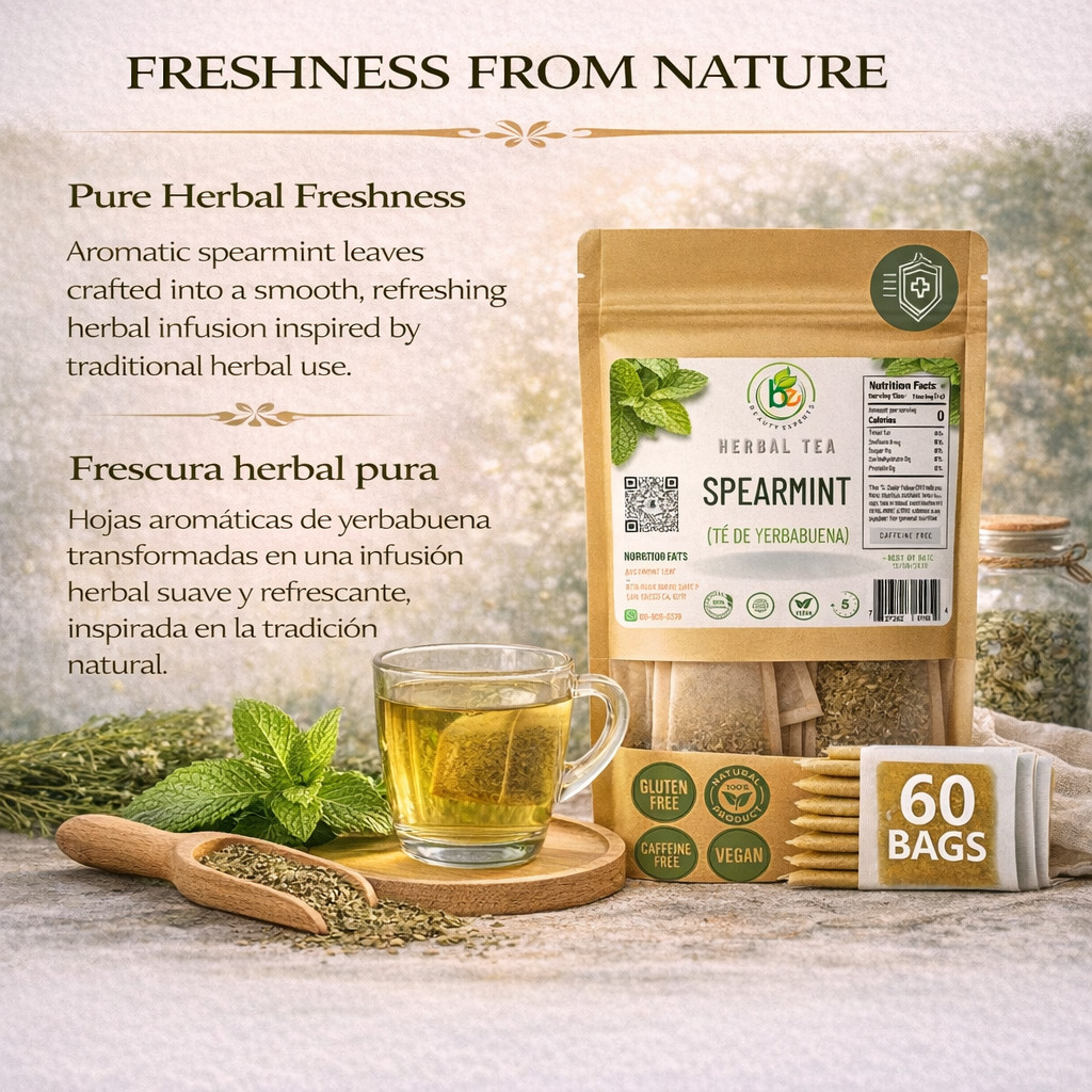 Yerbabuena Té (Spearmint Tea) – 60 Tea Bags – 100% Natural, Vegan, Herbal – Glut