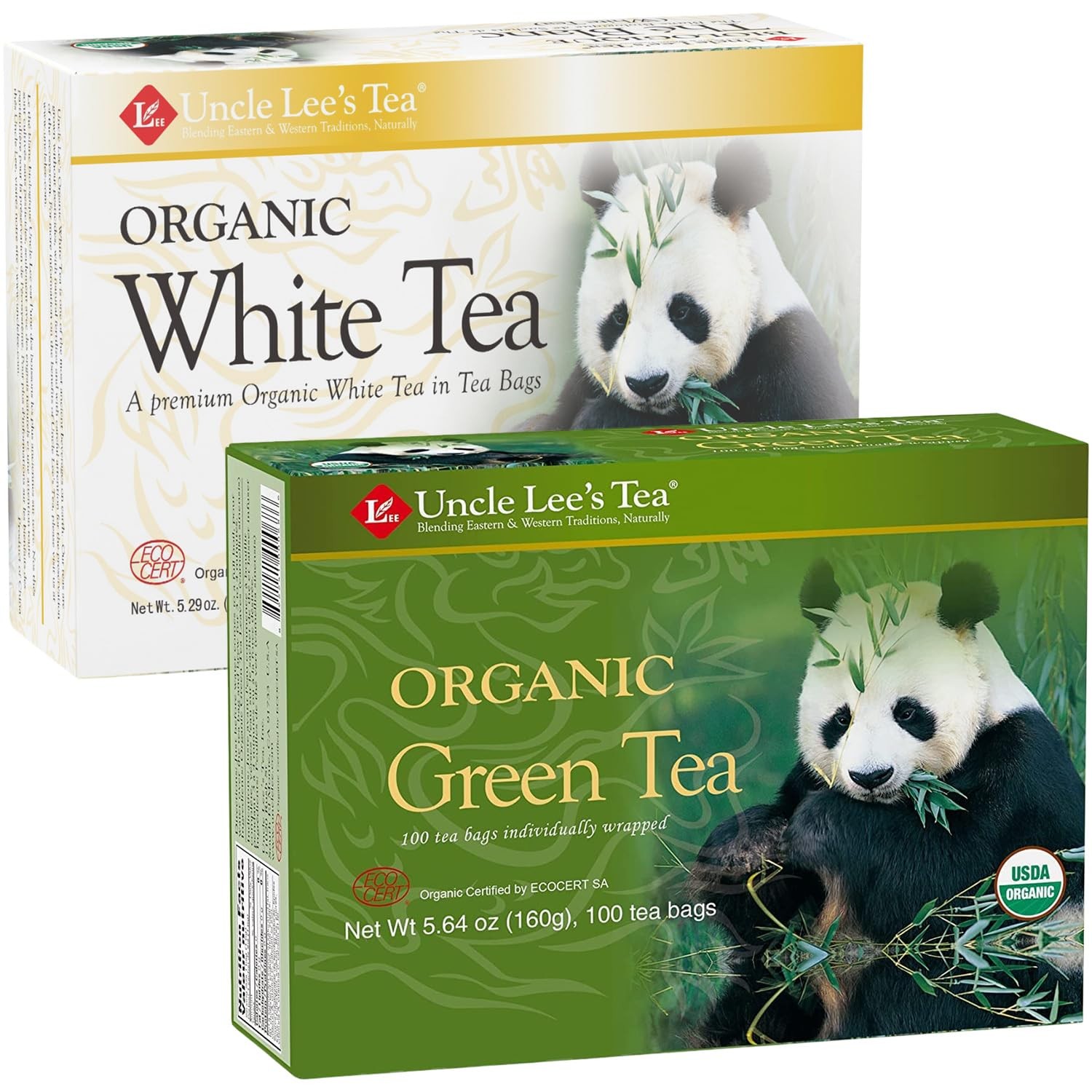 Uncle Lee’s Organic White & Green Tea Variety 2-Pack (206 Individually Wrappe…