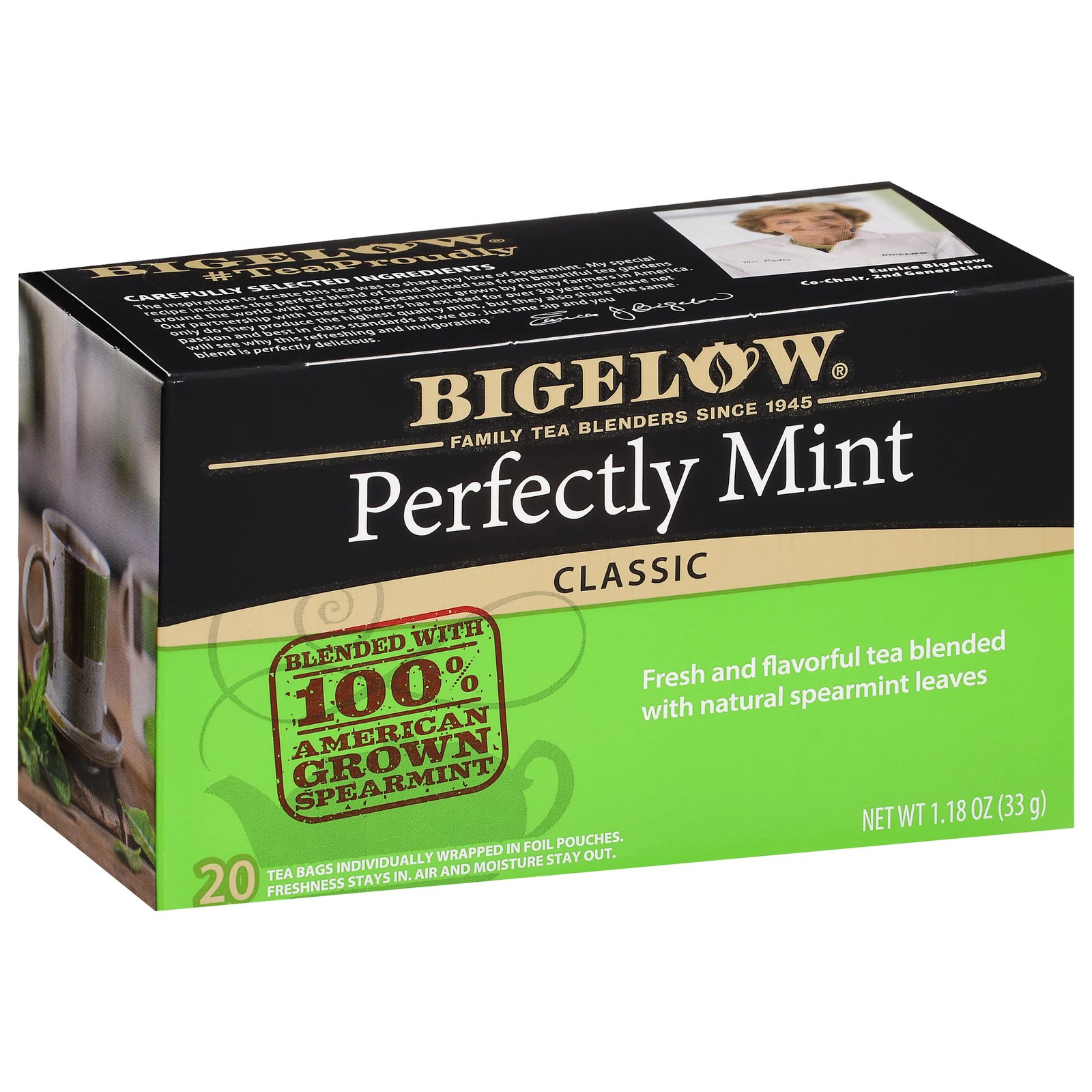 Bigelow Plantation Mint Black Tea 20 Count Individually Wrapped Fresh Flavor