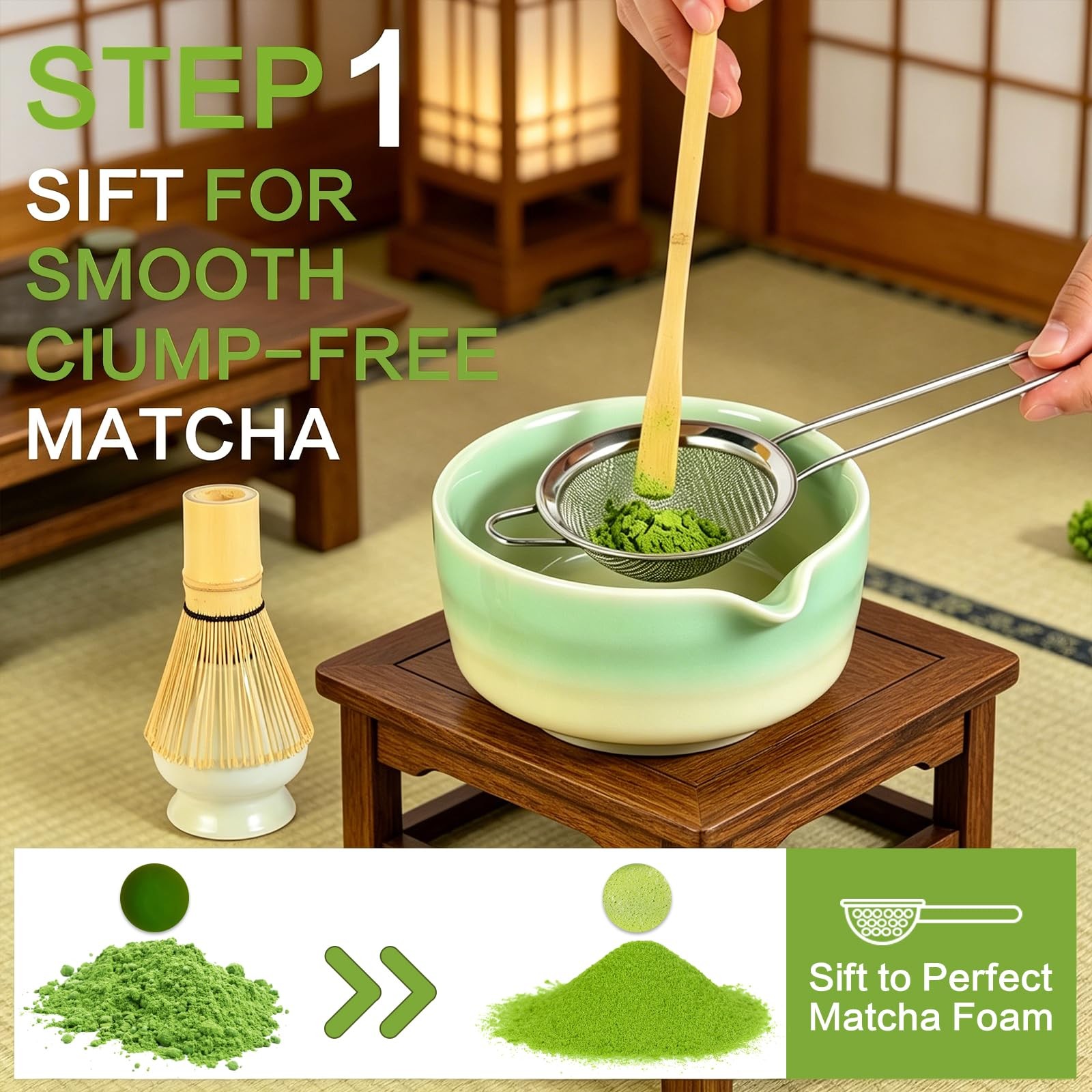 Matcha Whisk Set, 5pcs Japanese Ceremony Matcha Tea Kit Includes Ceramic Matc…