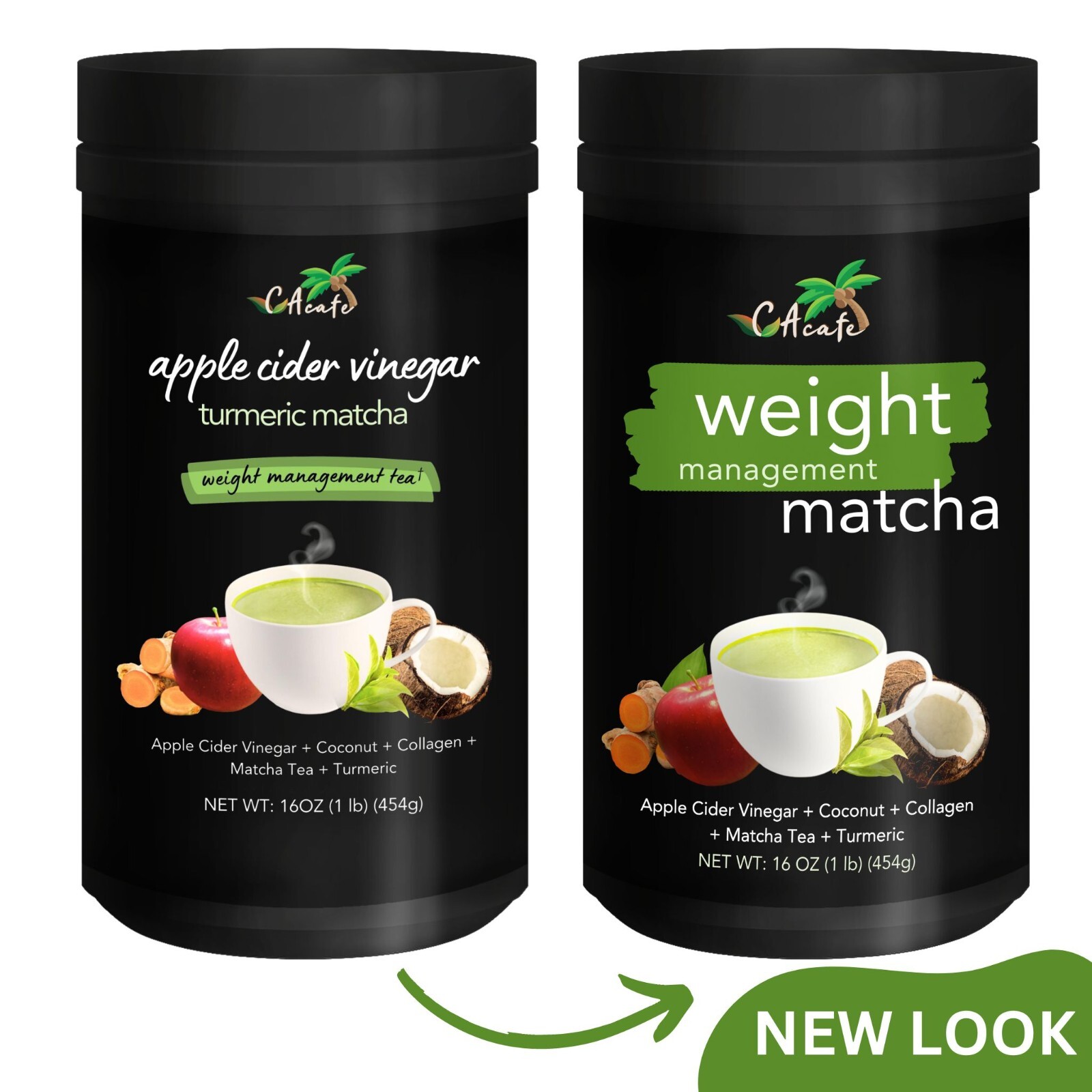 CAcafe Weight Management Matcha- With ACV, Turmeric, Collagen 16OZ