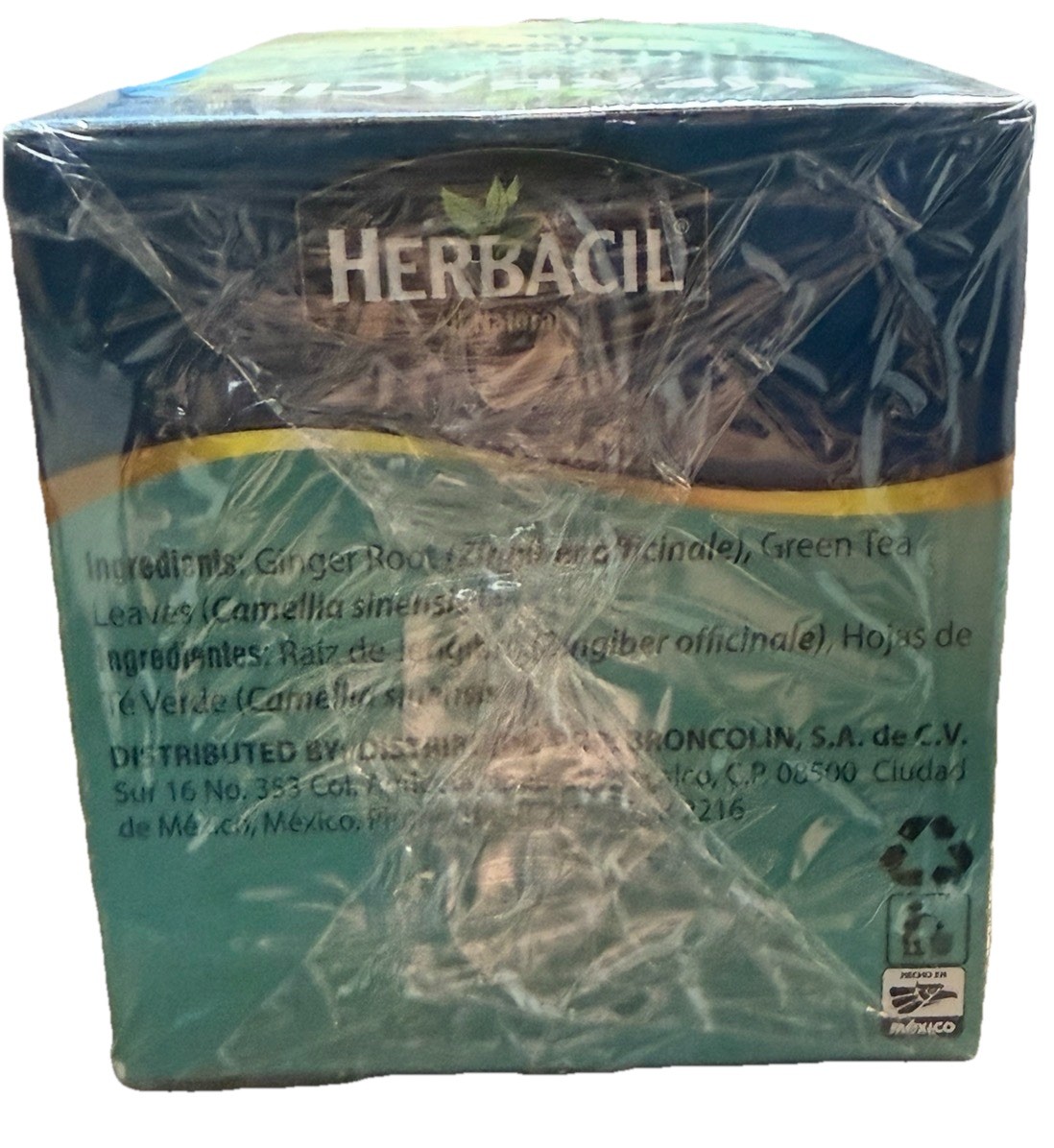 50 Bags Herbacil Ginger And Green Tea, 1.27fl oz, Smooth & Aromatic Infusion