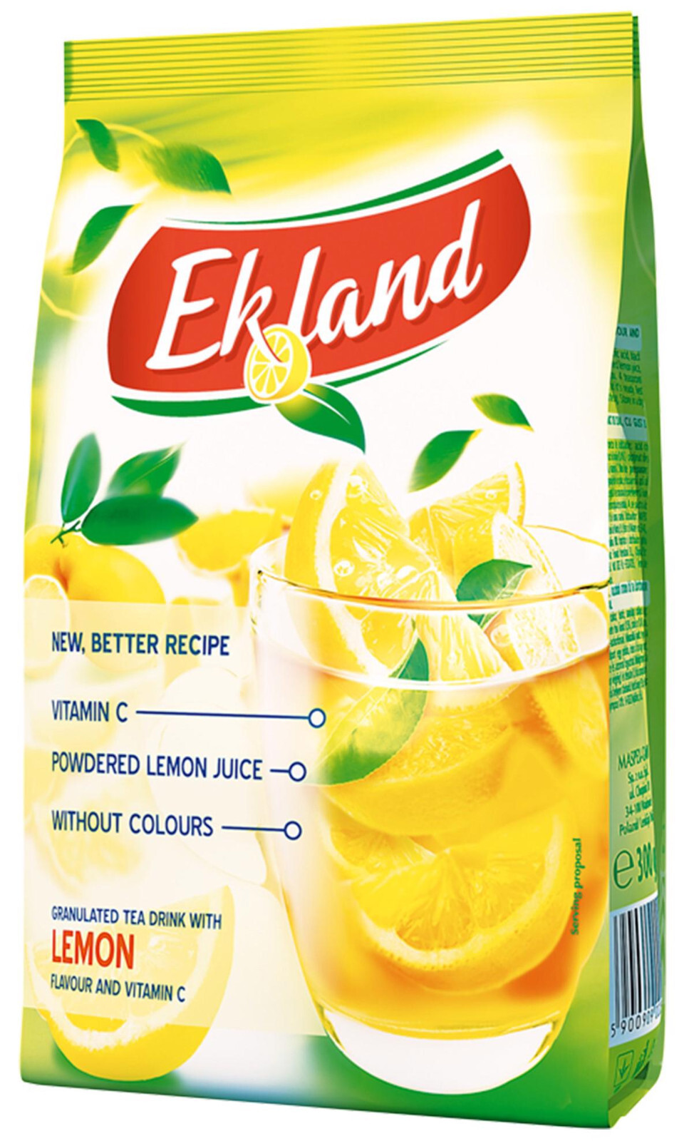 5 EKOLAND LEMON Flavor Granulated Instant Tea Drink Bags Hot & Cold 300g 10oz