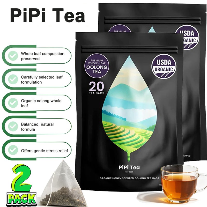 40 Bags (4g Each) PiPi Tea Organic Oolong Tea Bags – Whole Leaf, – Cortisol & Ca