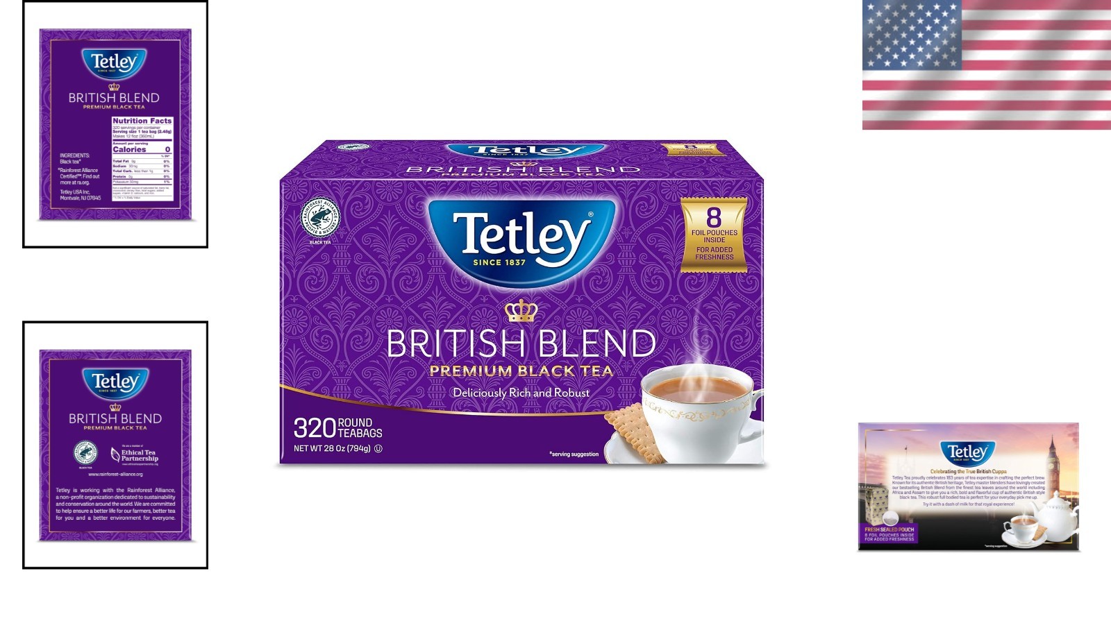 Authentic English Breakfast Black Tea – 320 No-Strings Teabags, Superior Quality