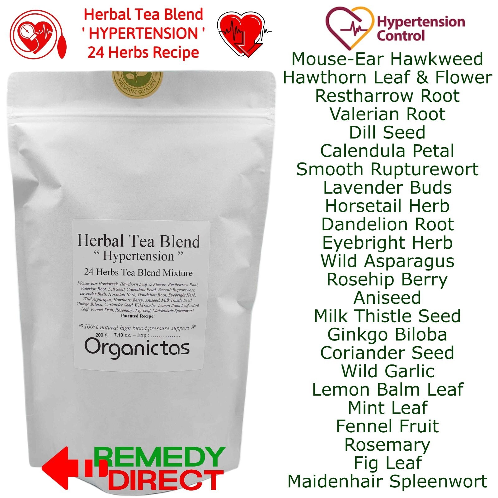 Best HYPERTENSION TEA – A Tea good for Hypersension 24 organic Herbs Tea Blend