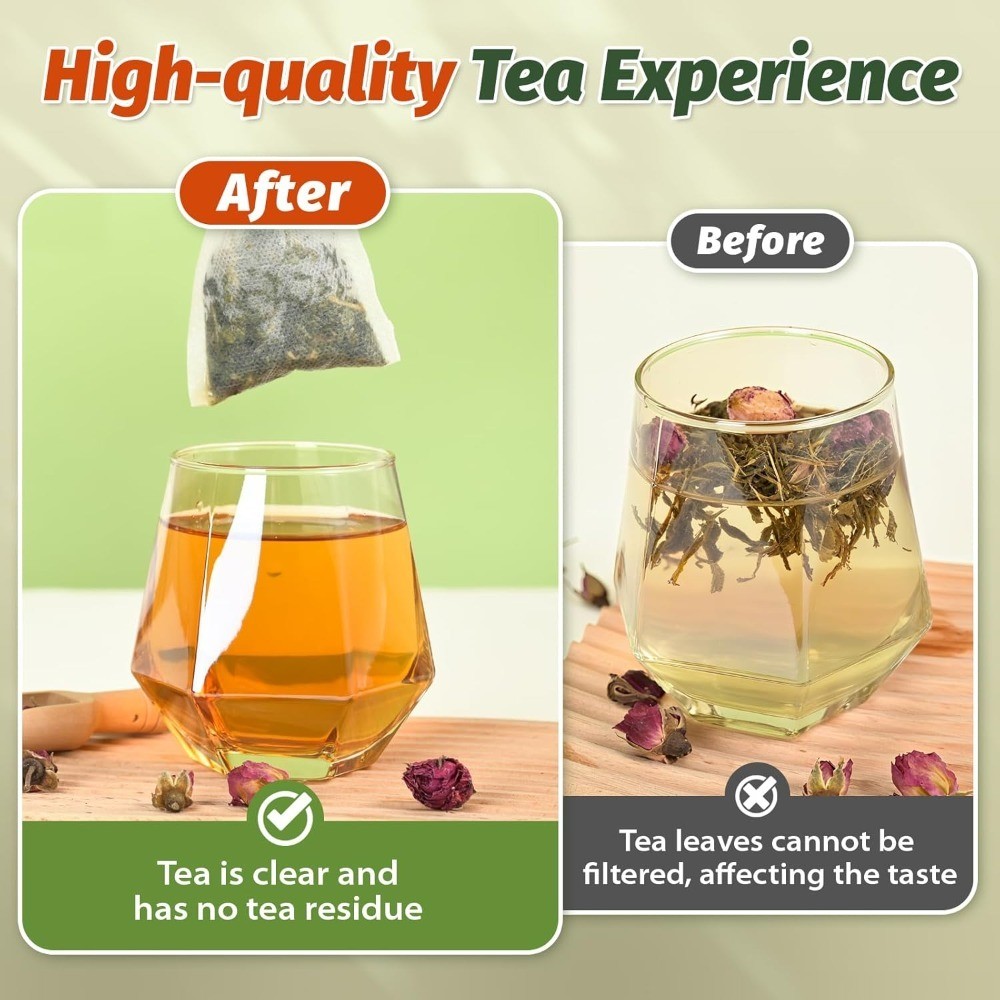 300-Count Empty Tea Bags with Drawstring, 3.54×2.75 Inch Fillable Sachets