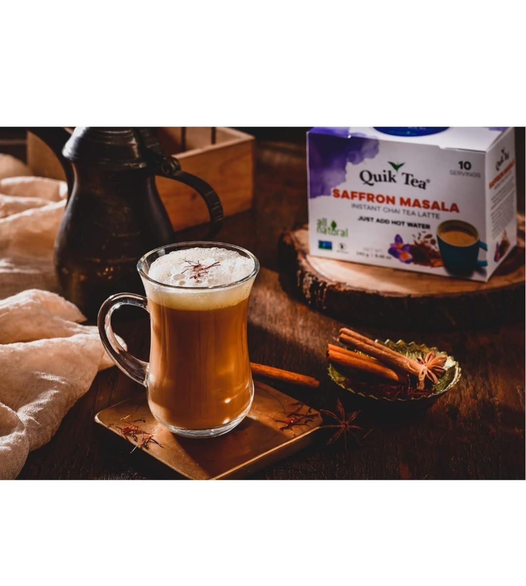 QuikTea Chai Tea Latte Saffron Masala Chai 33.8 Oz (Pack Of 4)