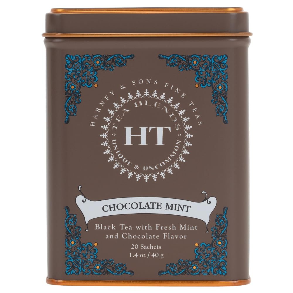 Chocolate Mint Flavored Black Tea Sachets per Tin