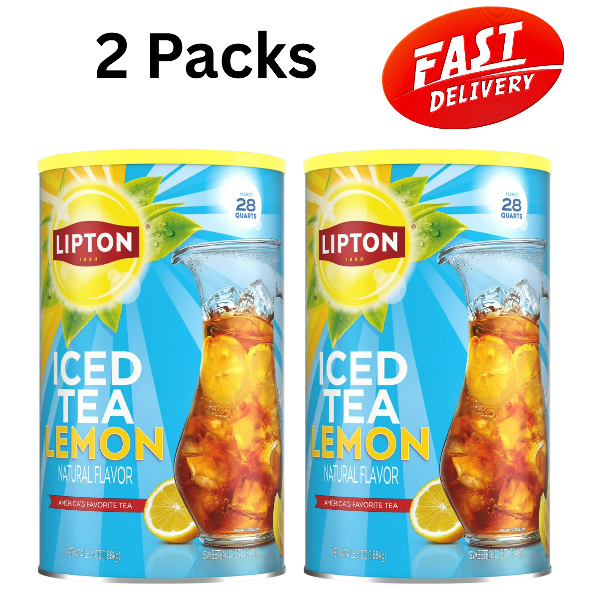 Lipton Lemon Iced Tea Mix, 28 Quarts (2 Pack)