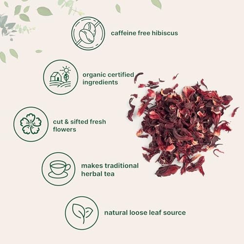 Organic Hibiscus Flowers Loose Leaf Tea Cut and Sifted 2 Pounds Caffeine Free