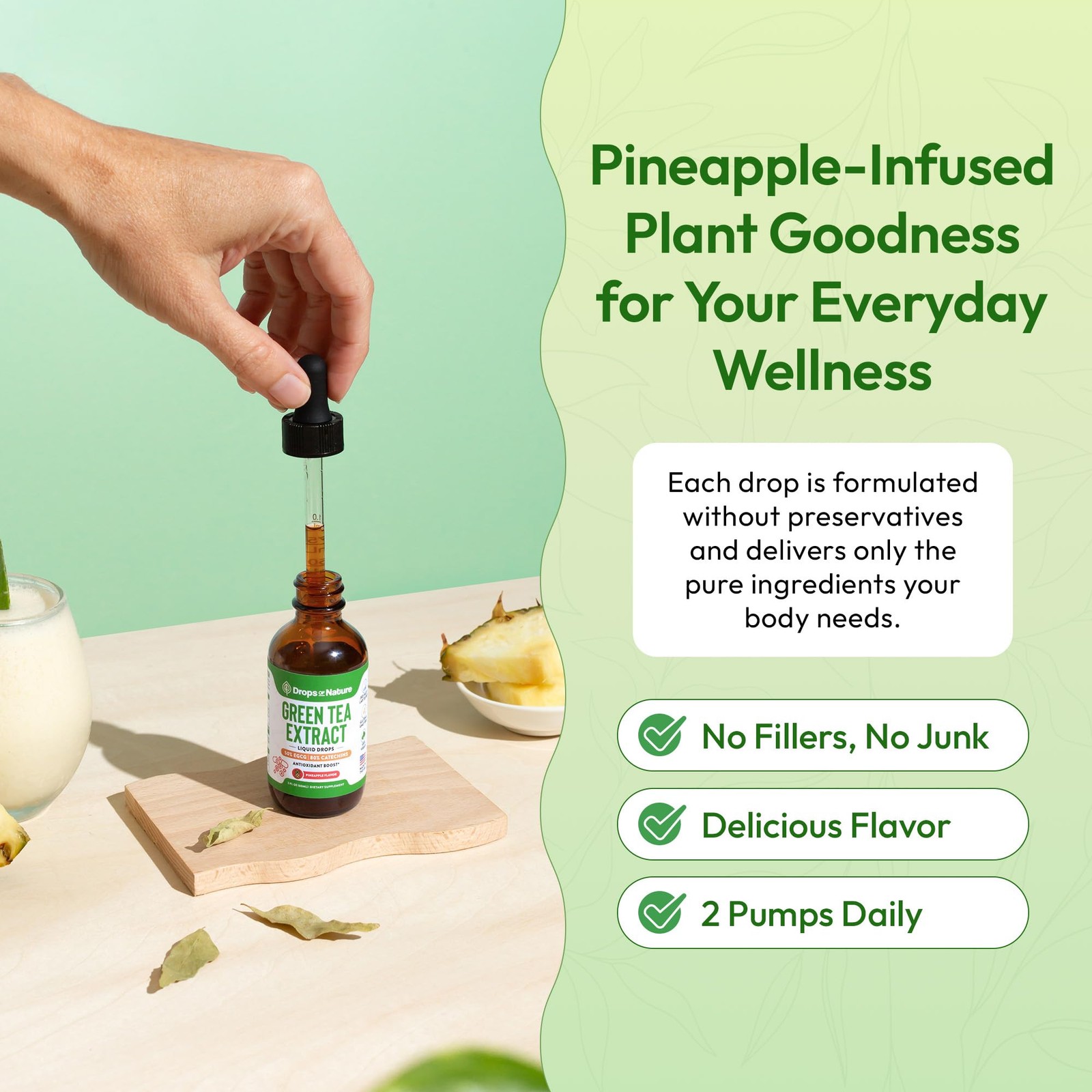Green Tea 10:1 Extract 50% EGCG – 2 Fl Oz (Pack of 1), Pineapple