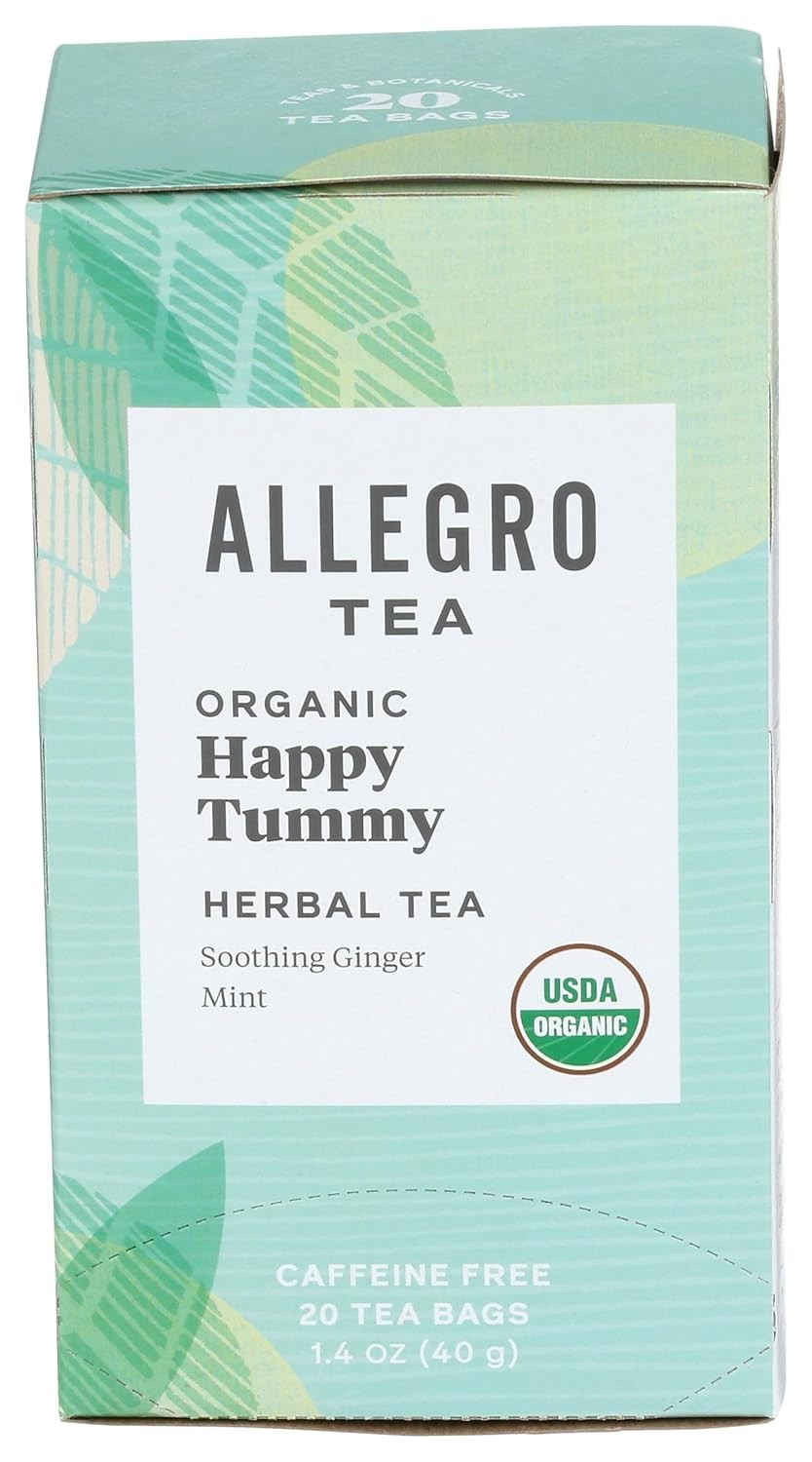 Caffeine-Free Organic Happy Tummy Tea – 20 Count Ginger & Peppermint Bags
