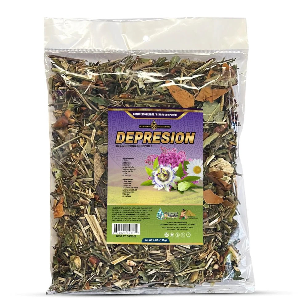 Depresion Compuesto Te Herbal, 4 onzas. -Depression Tea 4 Oz. Natural de Mexico